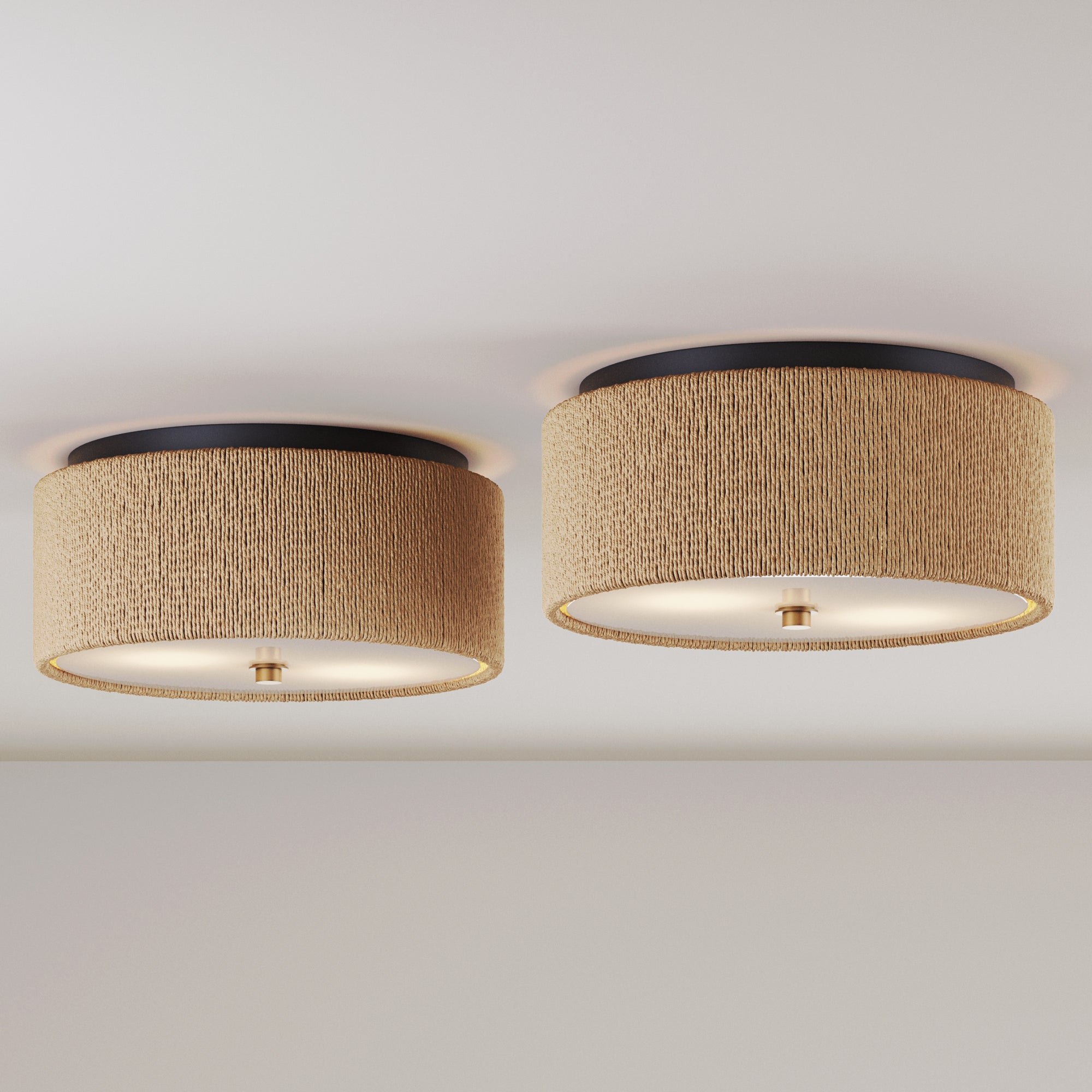 Seagrass Shade Flush Mount Ceiling Light (Set of 2) - Nathan James