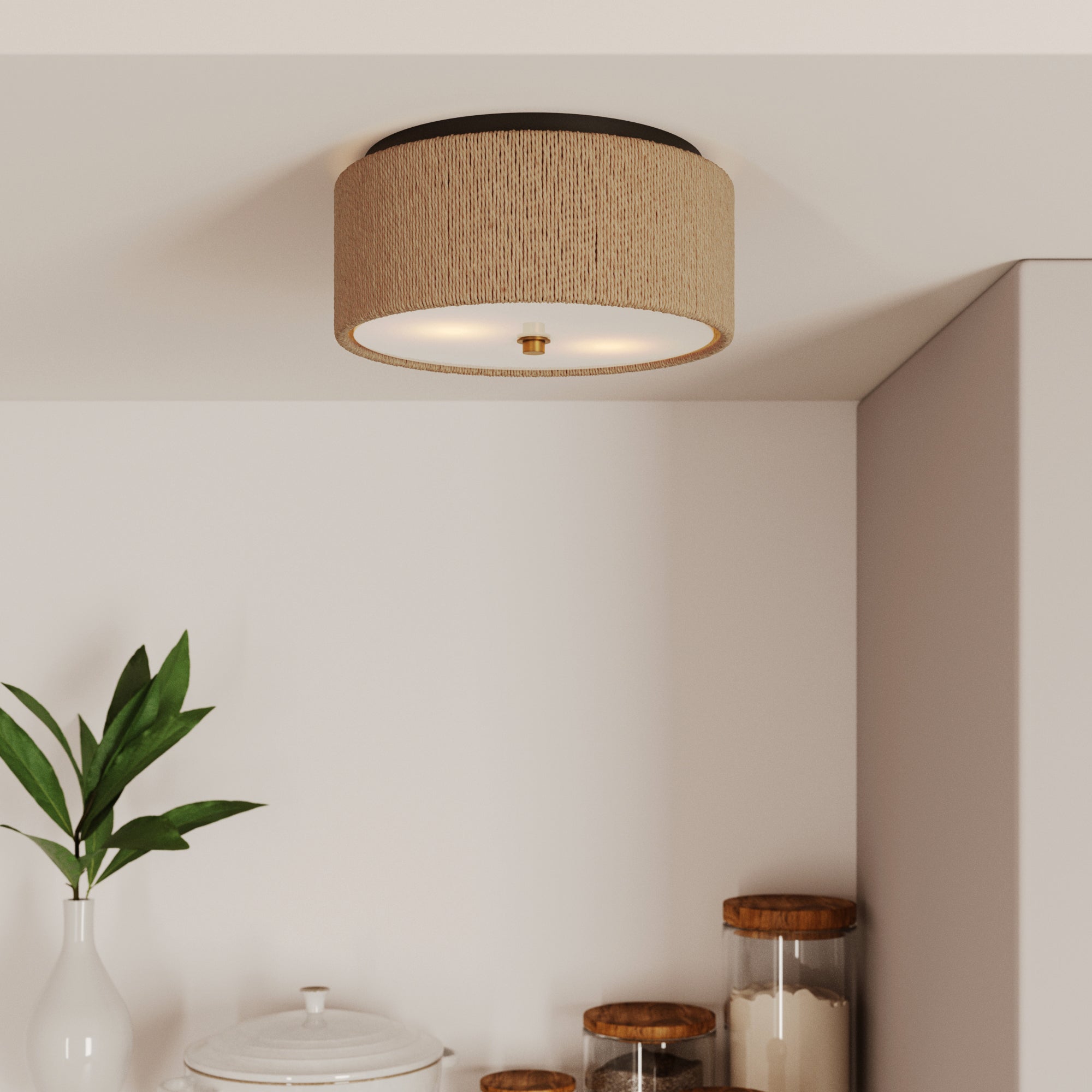 Seagrass Shade Flush Mount Ceiling Light - Nathan James