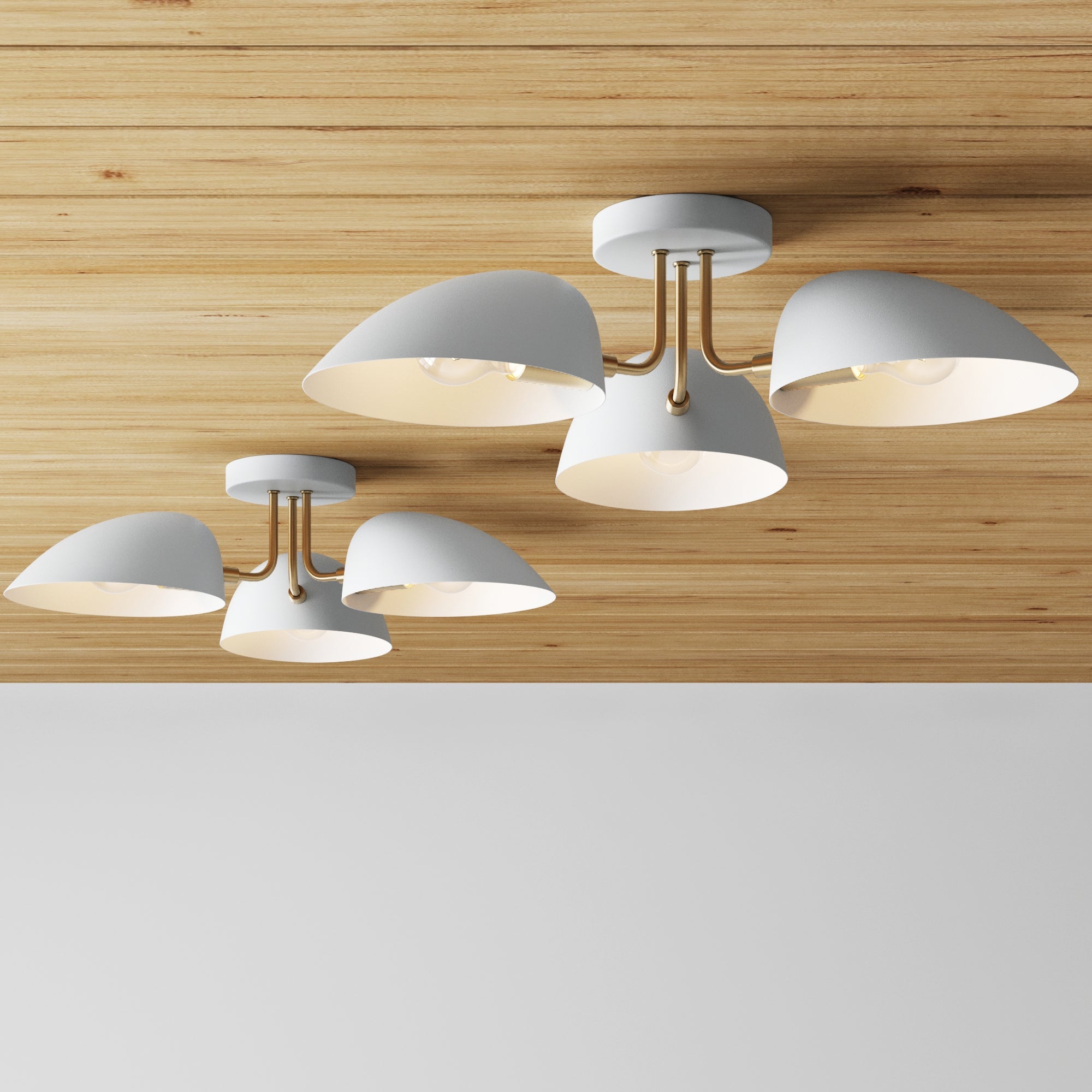 Metal 3 - Arm Flush Mount Ceiling Light White (Set of 2) - Nathan James