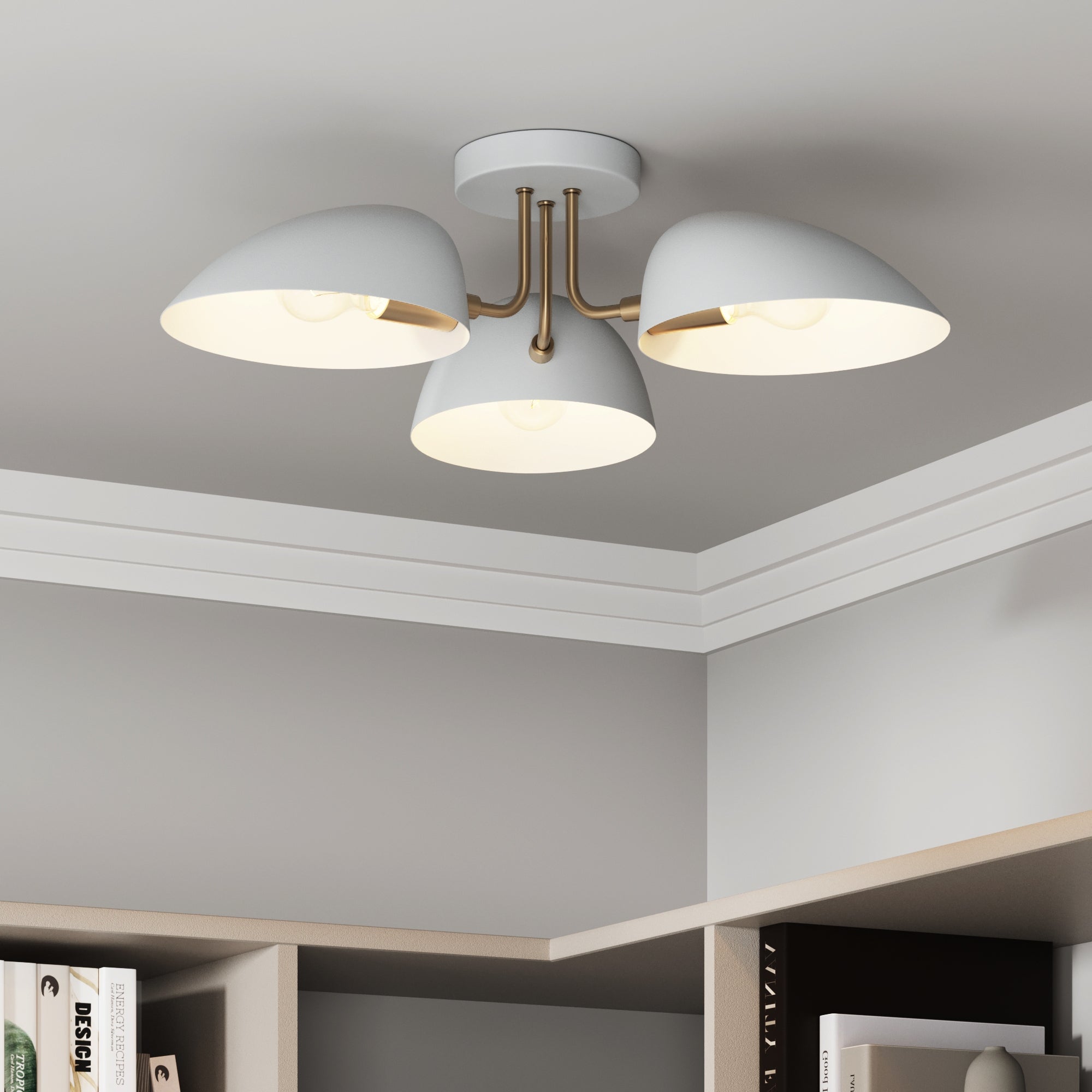 Metal 3 - Arm Flush Mount Ceiling Light White - Nathan James