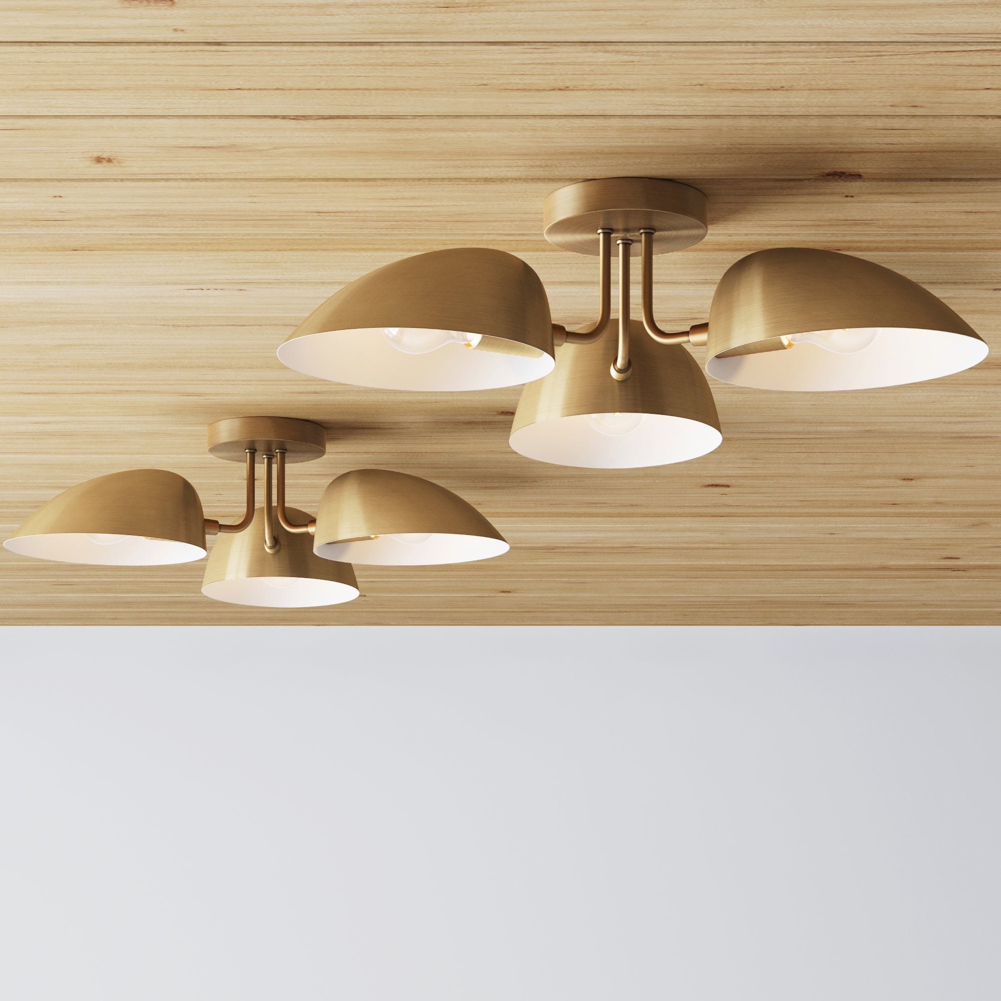 Metal 3 - Arm Flush Mount Ceiling Light Brass (Set of 2) - Nathan James
