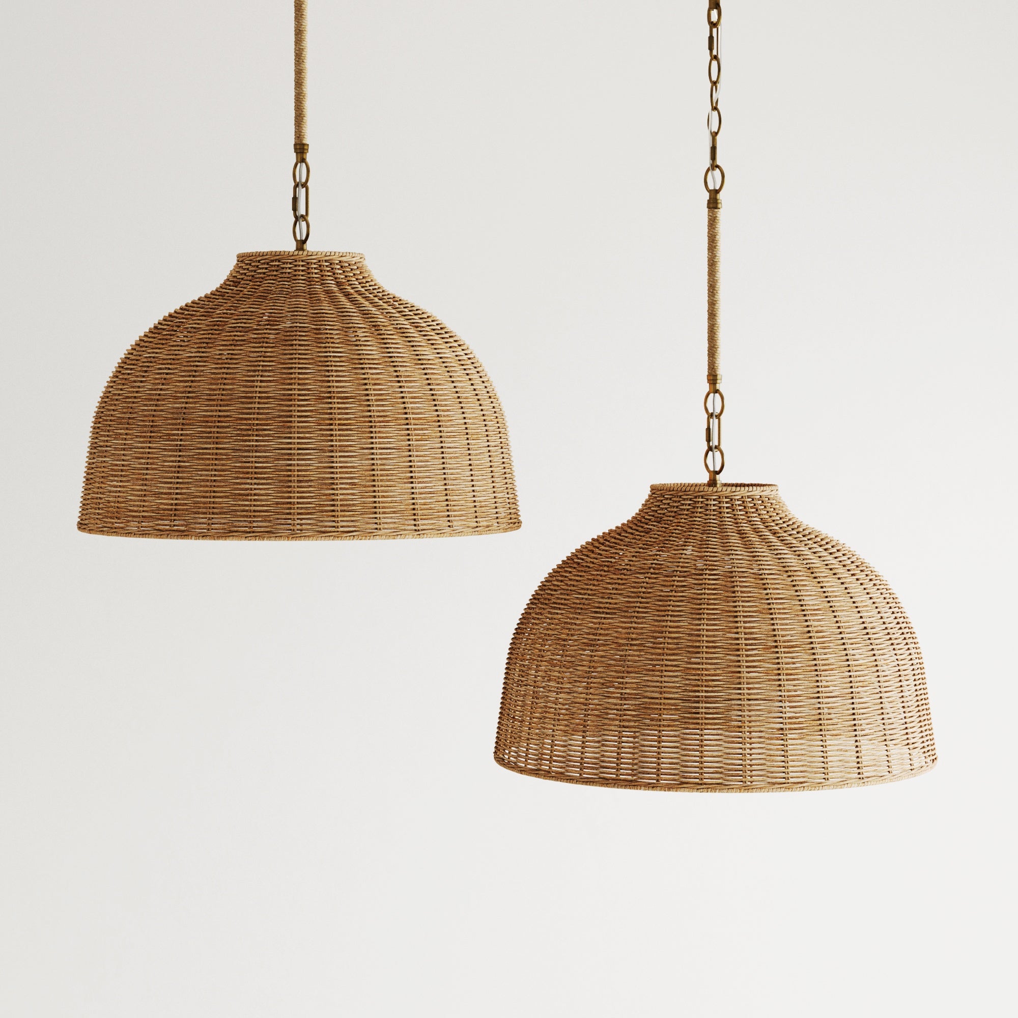 Modern Farmhouse Rattan Dome Pendant Light (Set of 2) - Nathan James
