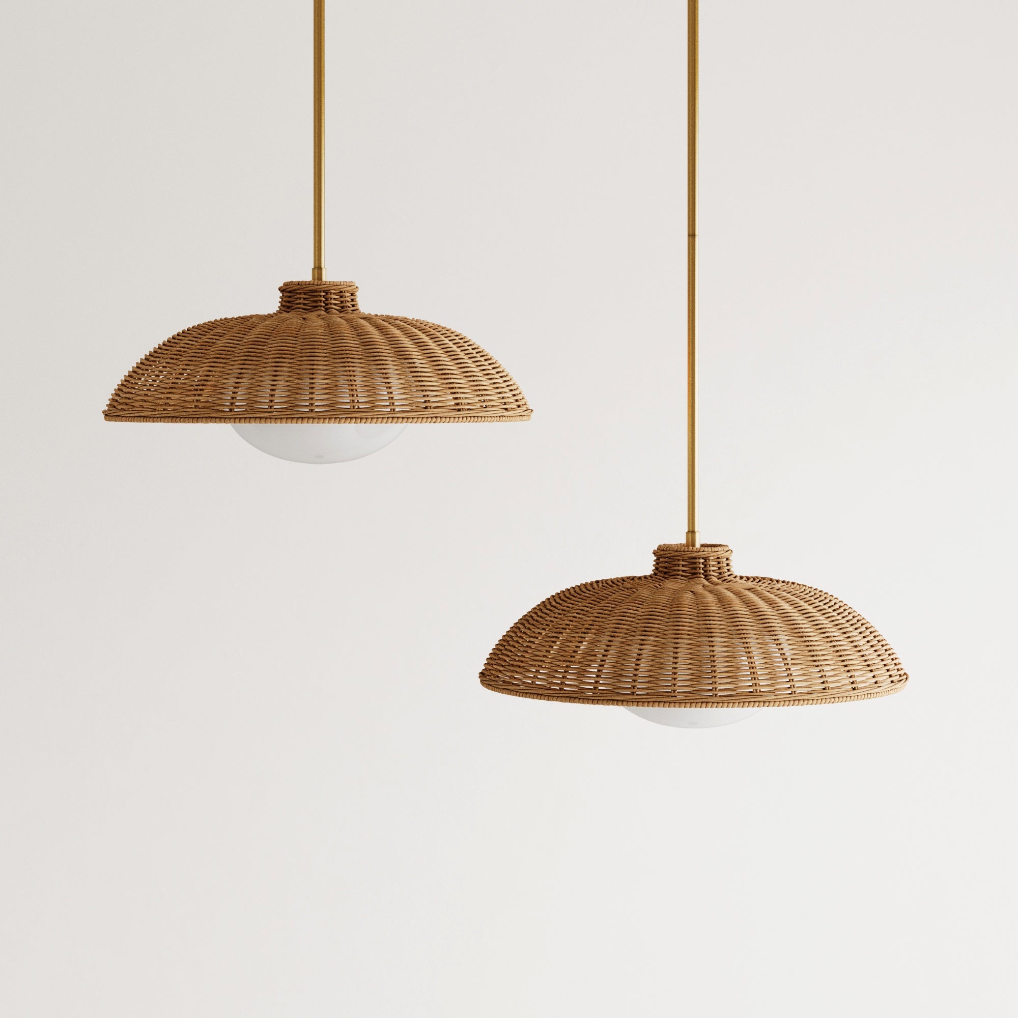 Boho Rattan Pendant Light Fixture with Glass Diffuser (Set of 2) - Nathan James