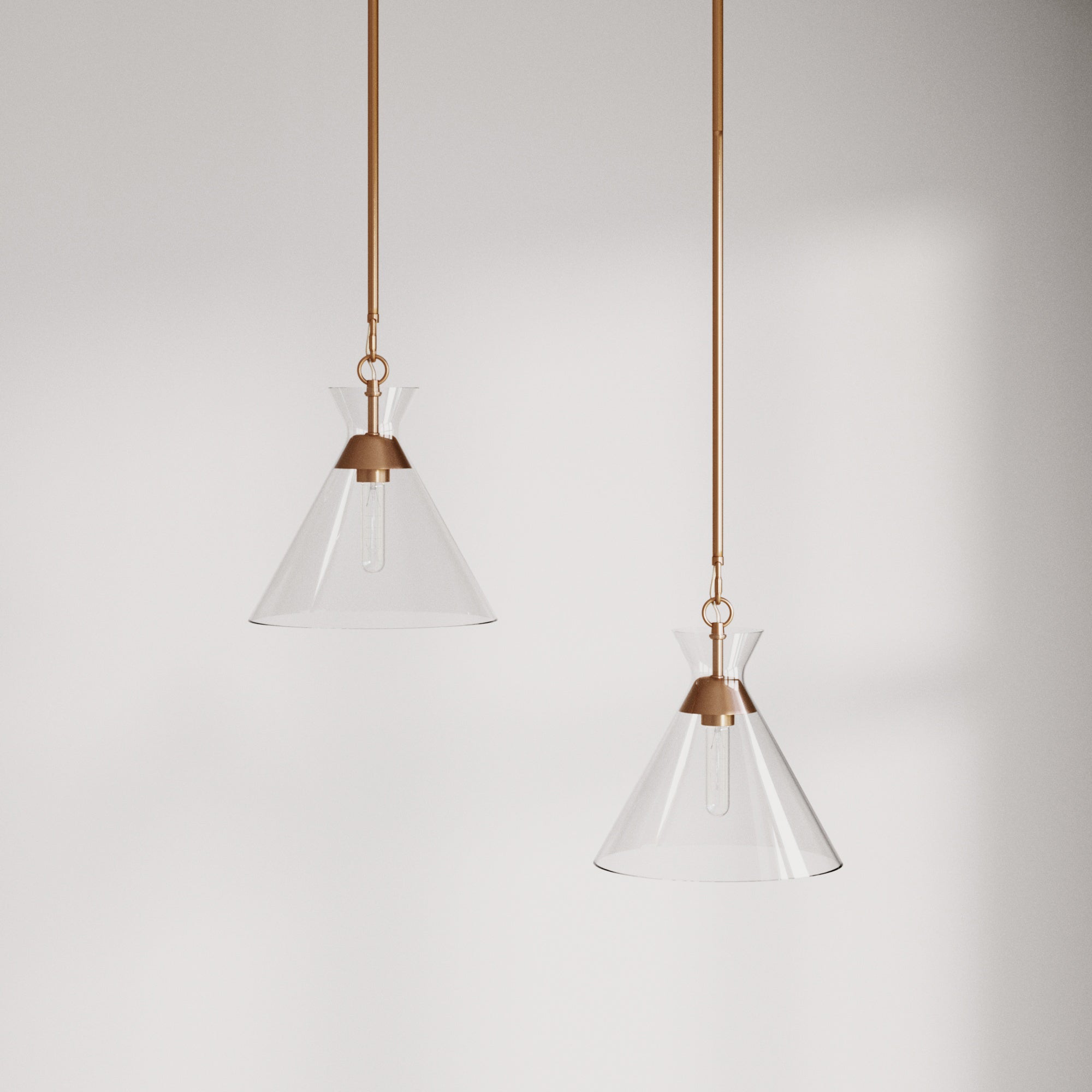 Modern Glam Glass Cone Vintage Pendant Lighting Brass (Set of 2) - Nathan James