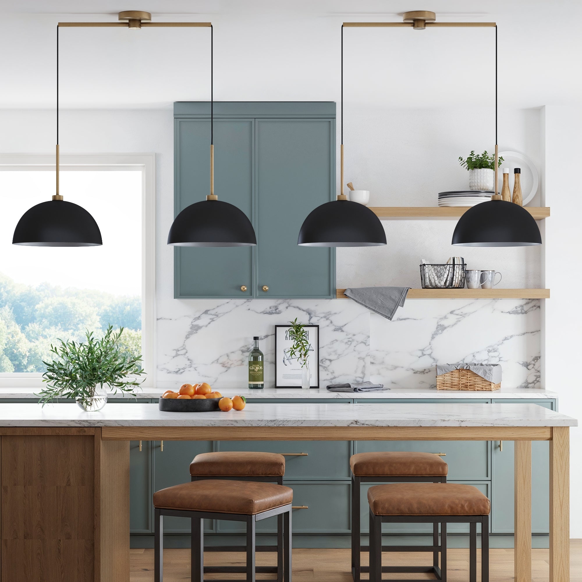 Metal Hanging Pendant Lights Black (Set of 2) - Nathan James