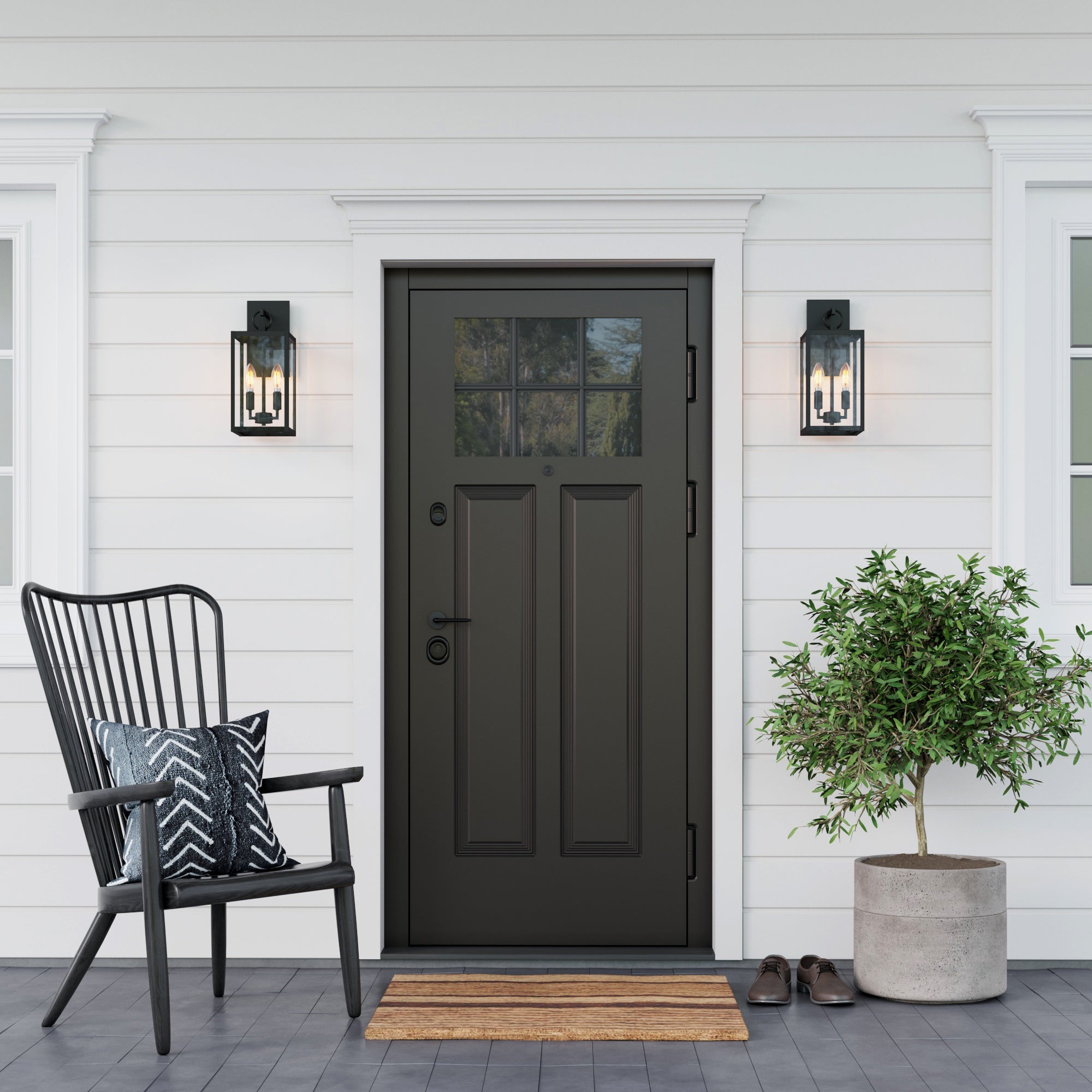 Metal Lantern Outdoor Wall Lights (Set of 2) - Nathan James