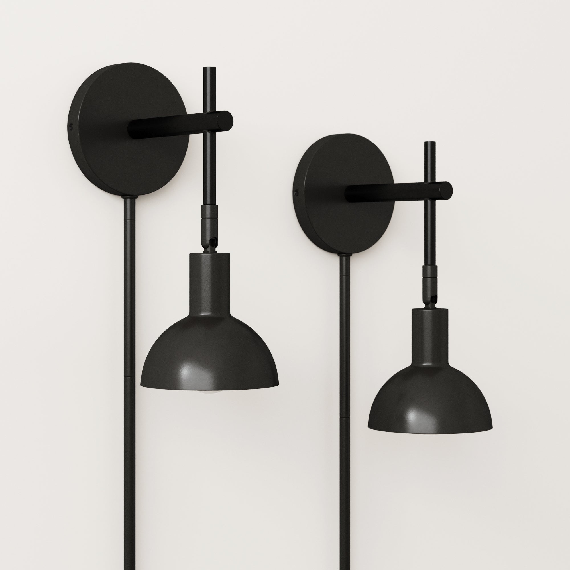Plug - in Metal Wall Lights Black (Set of 2) - Nathan James