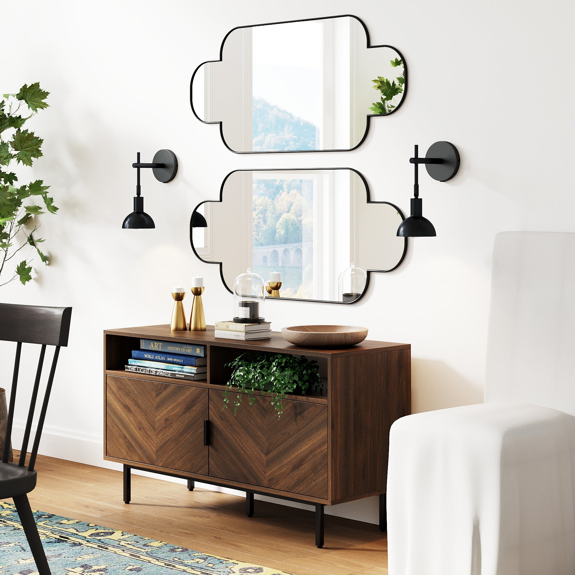Plug - in Metal Wall Lights Black (Set of 2) - Nathan James
