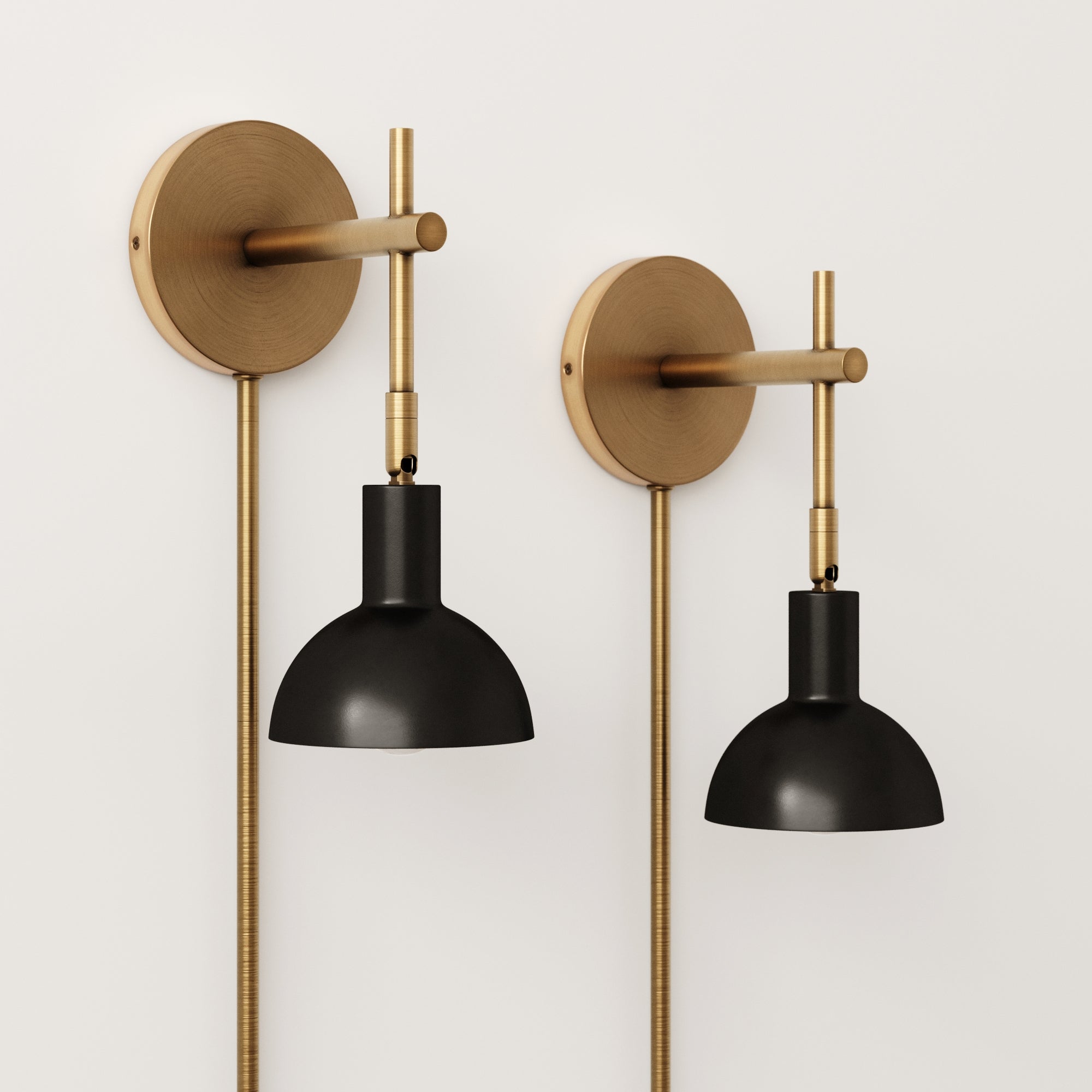 Plug - in Metal Wall Light Black Brass (Set of 2) - Nathan James