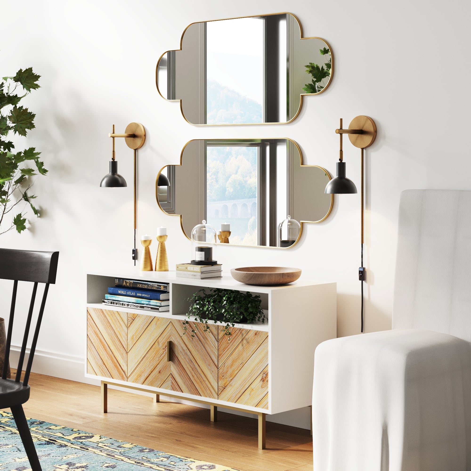 Plug - in Metal Wall Light Black Brass (Set of 2) - Nathan James