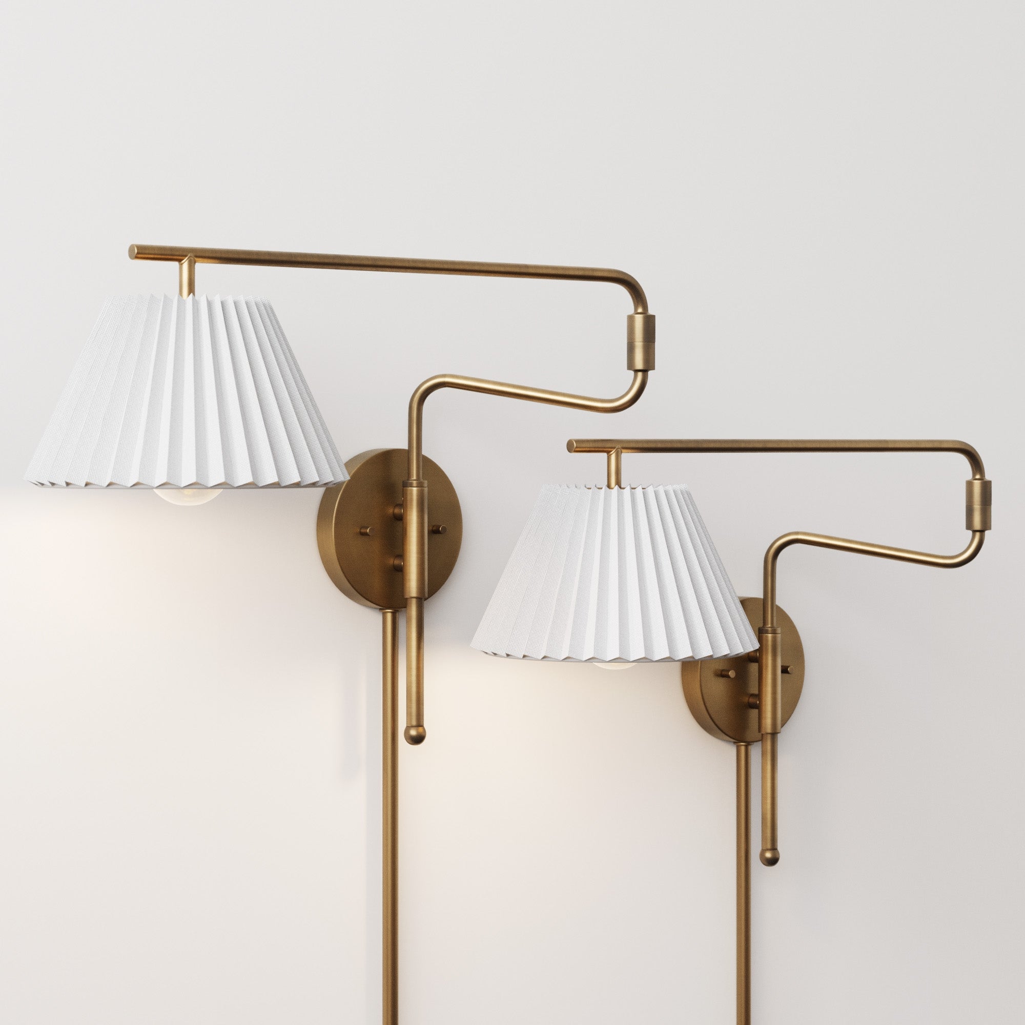 Metal Swing Arm Wall Lights Brass (Set of 2) - Nathan James