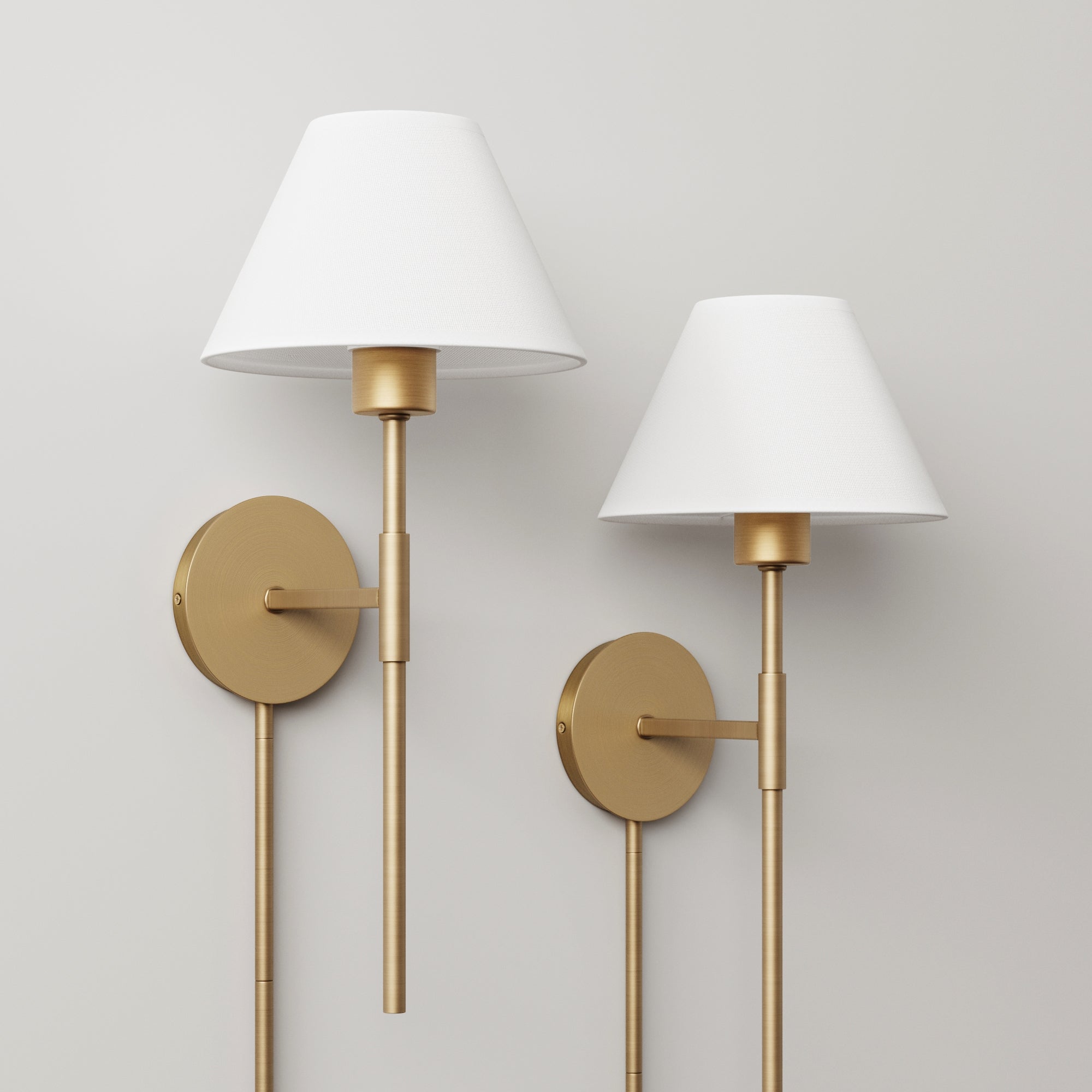 Plug - in Cotton Shade Wall Lights (Set of 2) - Nathan James