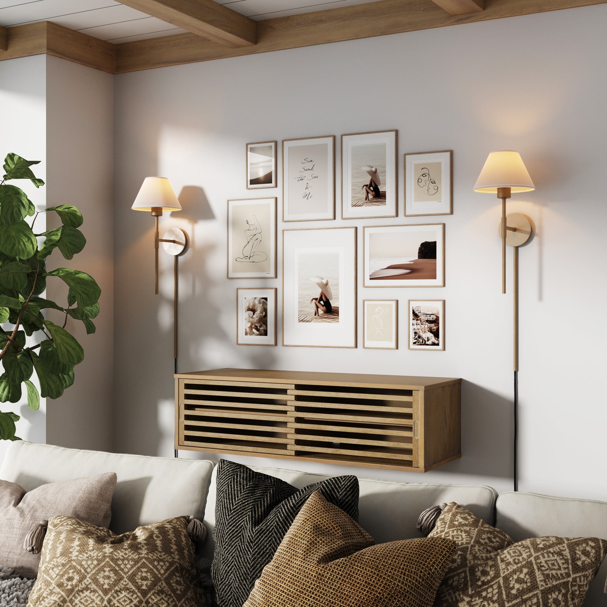 Plug - in Cotton Shade Wall Light - Nathan James