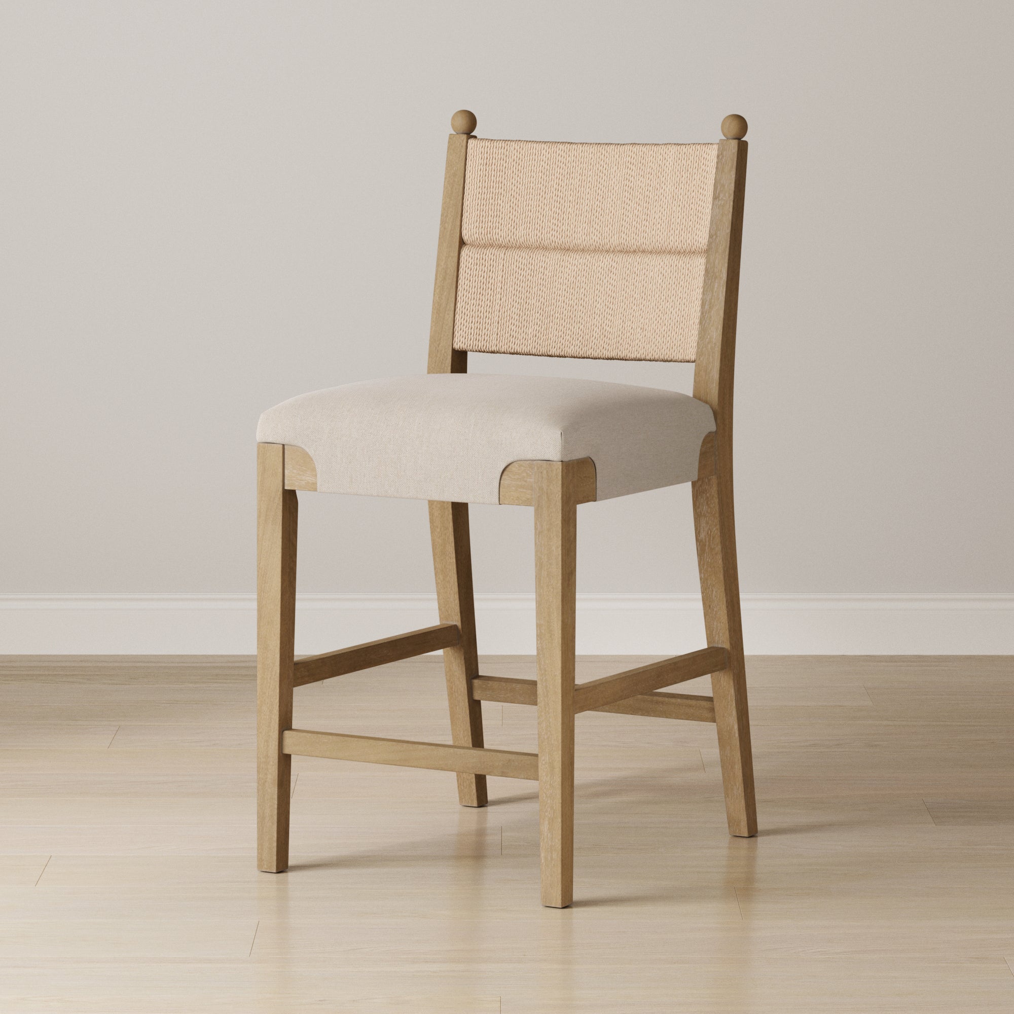 Seagrass & Wood Counter Height Bar Stool Light Brown - Nathan James