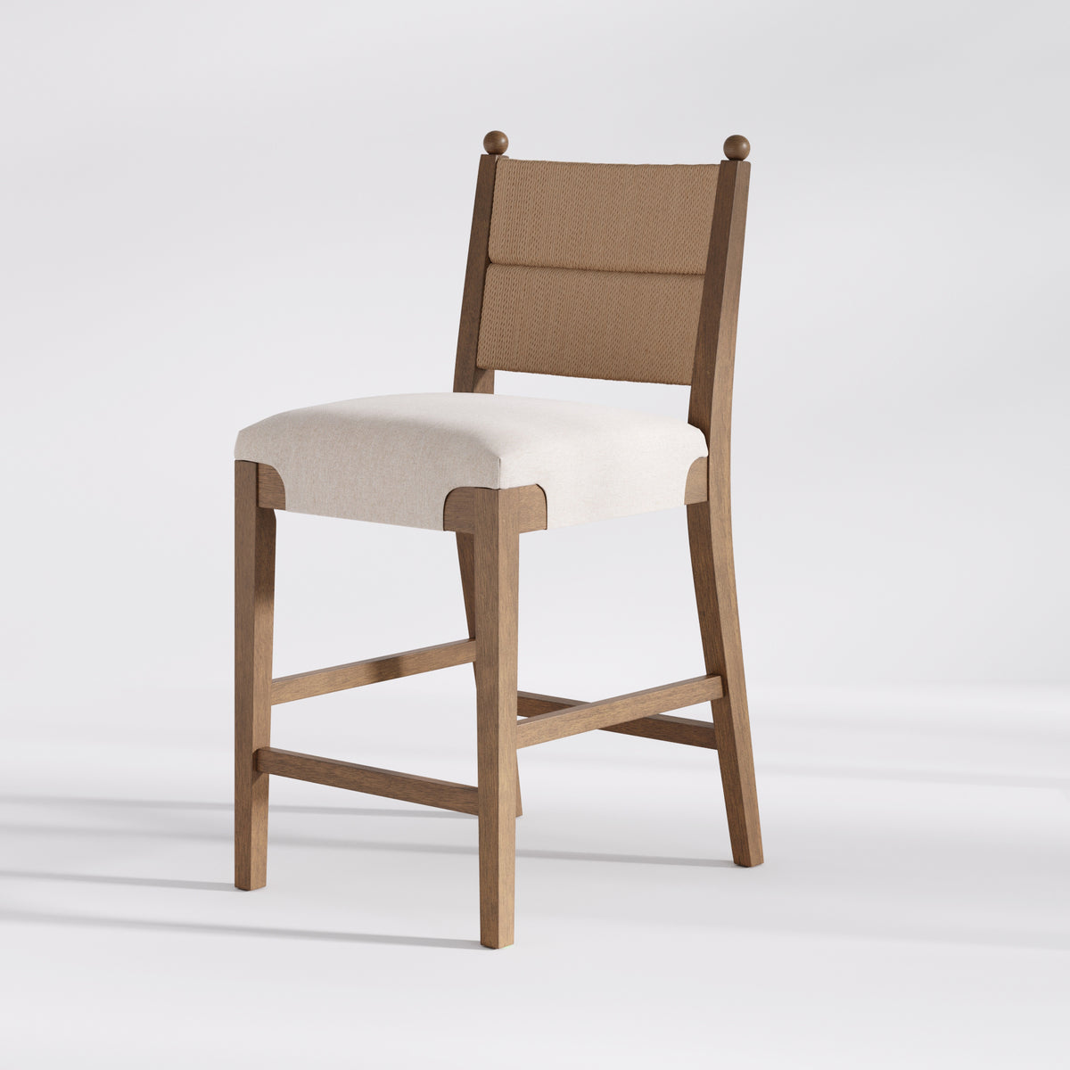 Modern Seagrass Counter Stool Upholstered Dark Brown - Nathan James