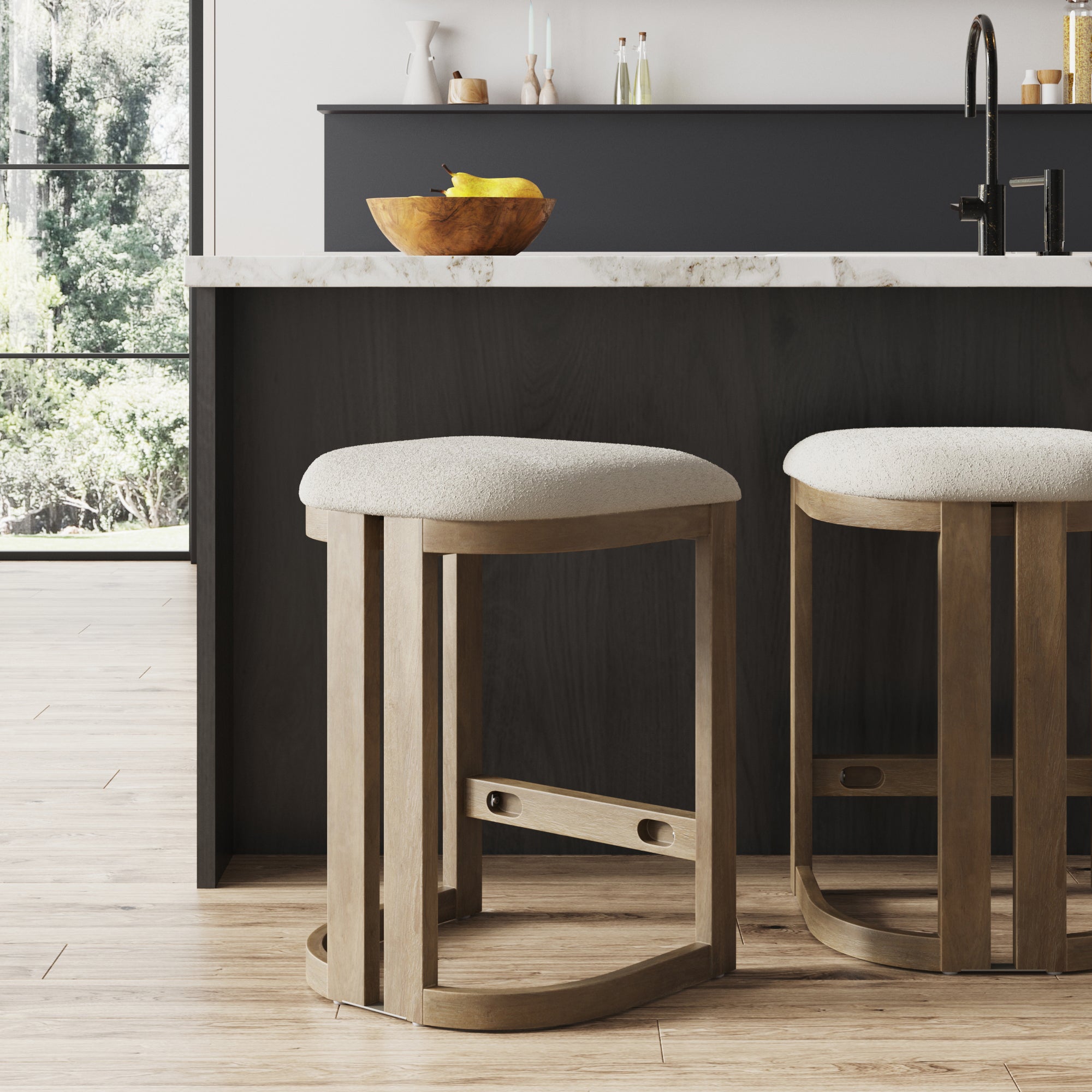 Barrel Wooden Backless Bar Stool Light Brown - Nathan James