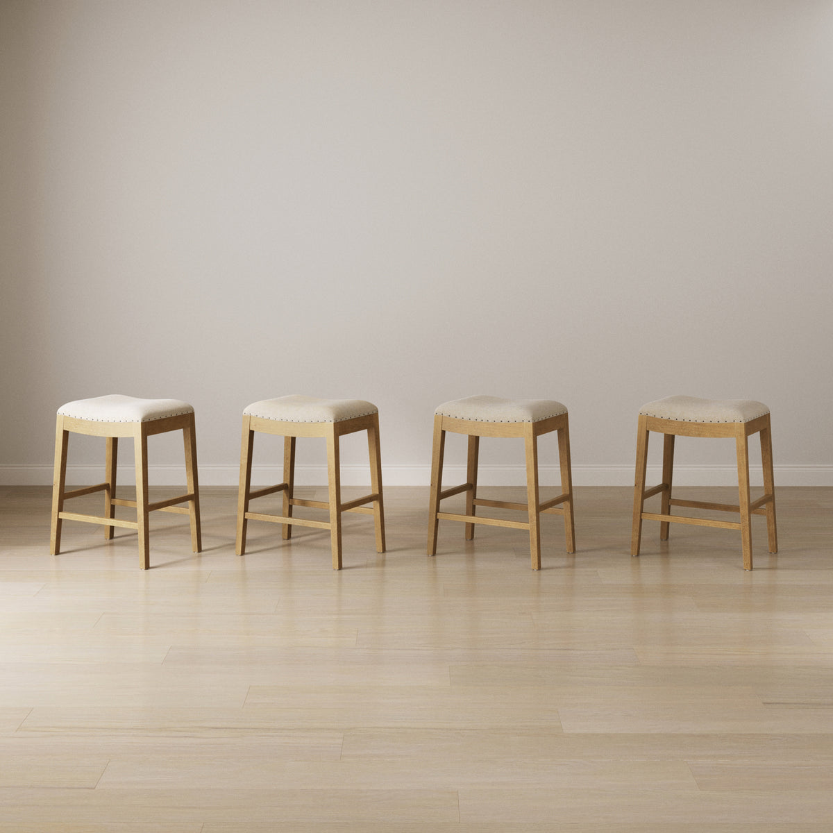 Modern Wood Backless Counter Stool Flax/Light Brown (Set of 4) - Nathan James