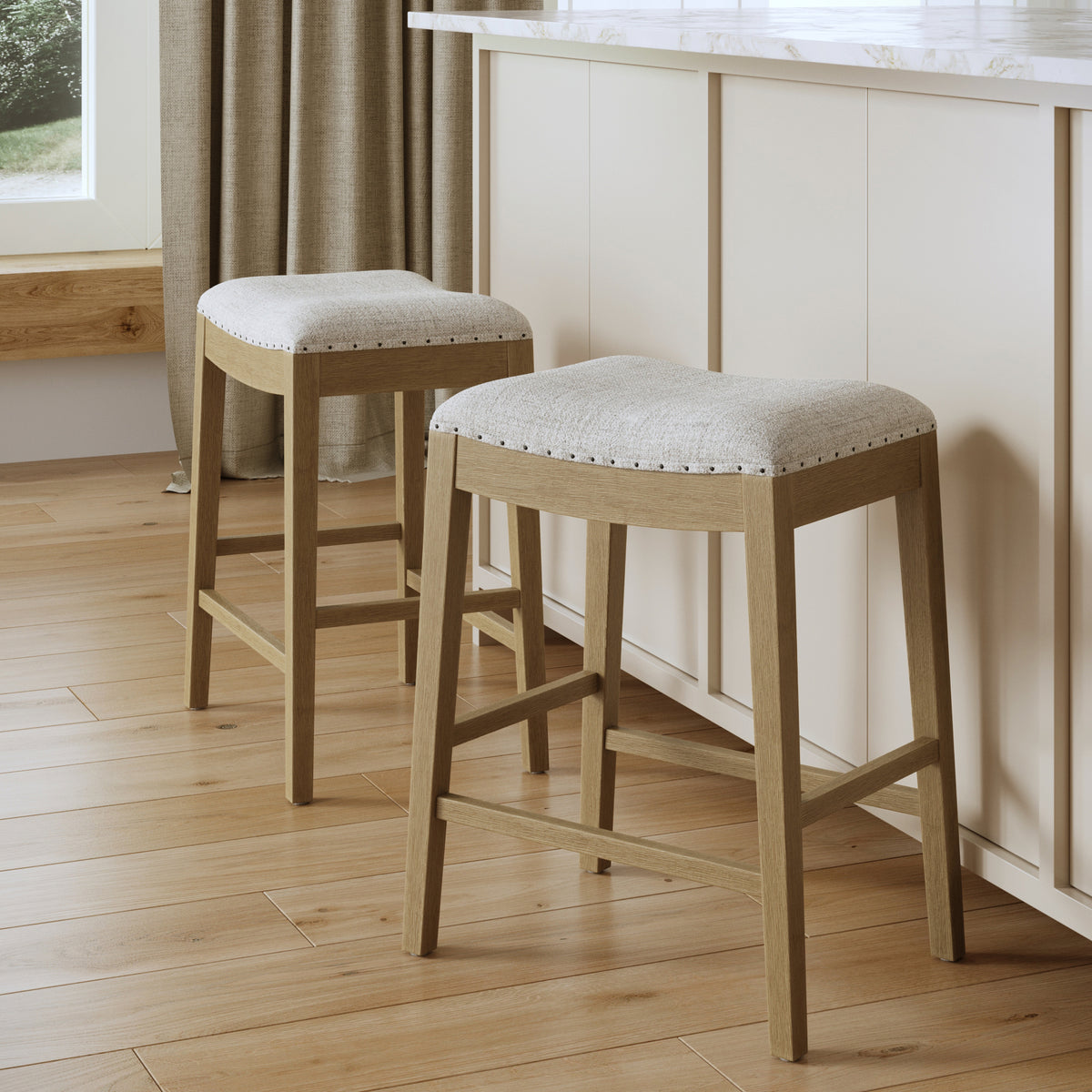 Modern Wood Backless Counter Stool Gray (Set of 2) - Nathan James