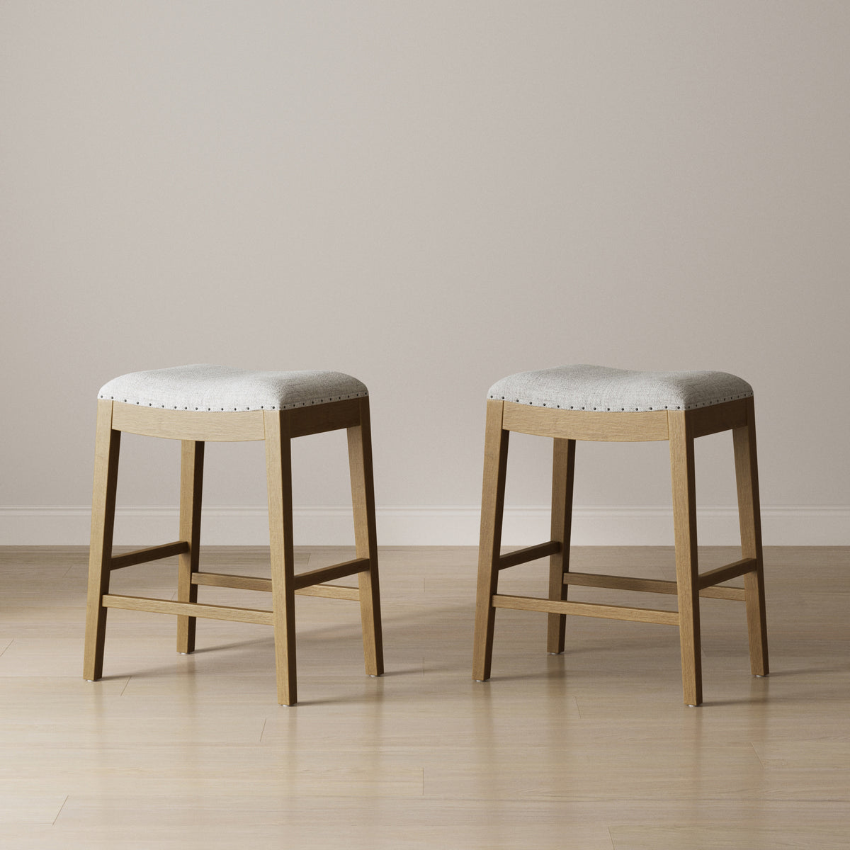 Modern Wood Backless Counter Stool Gray (Set of 2) - Nathan James