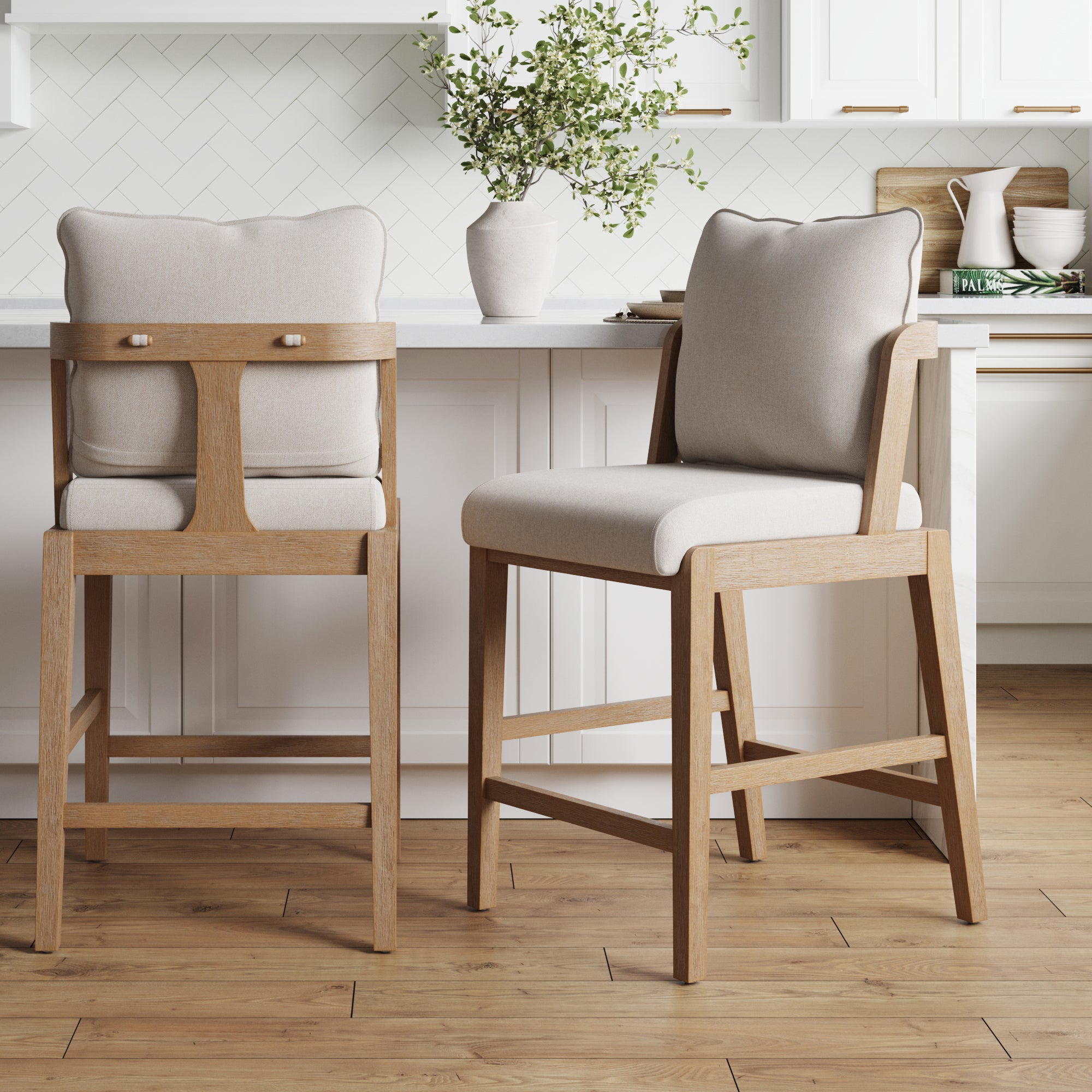 Scandinavian 2 - Pack Bar Stool with Back Light Brown - Nathan James
