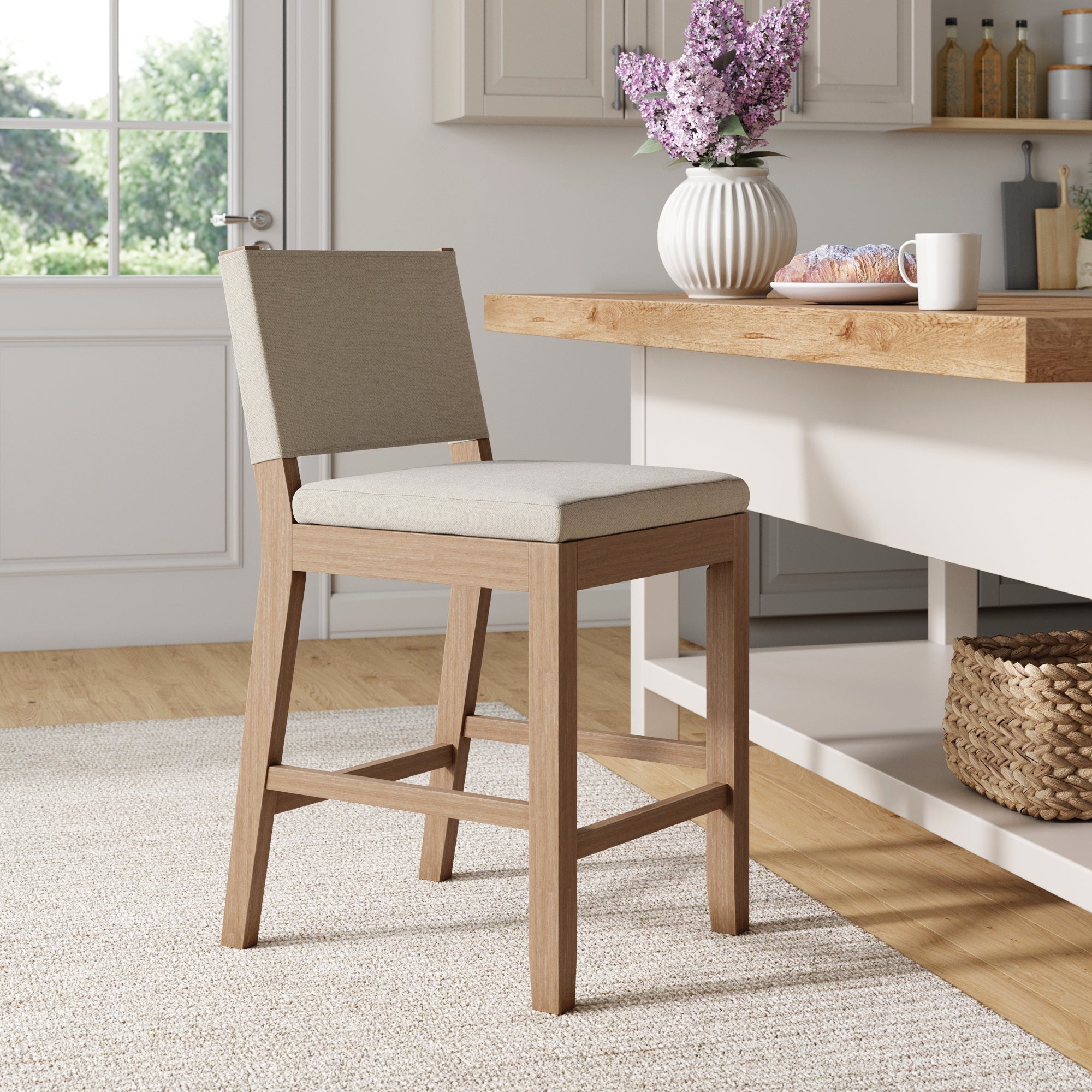Wood Counter Height Bar Stool Light Brown Flax - Nathan James