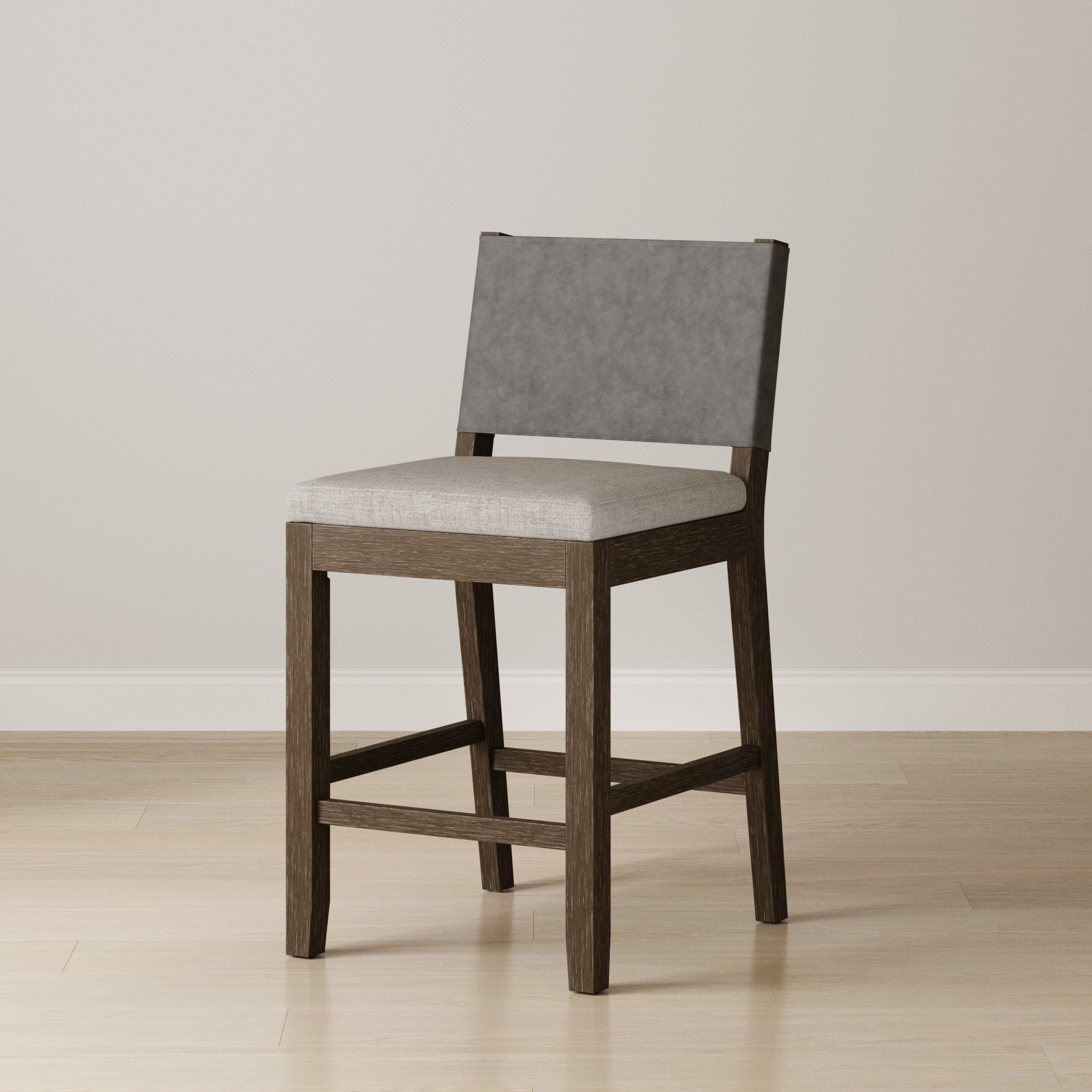 Wood Counter Height Bar Stool Dark Brown Ivory - Nathan James