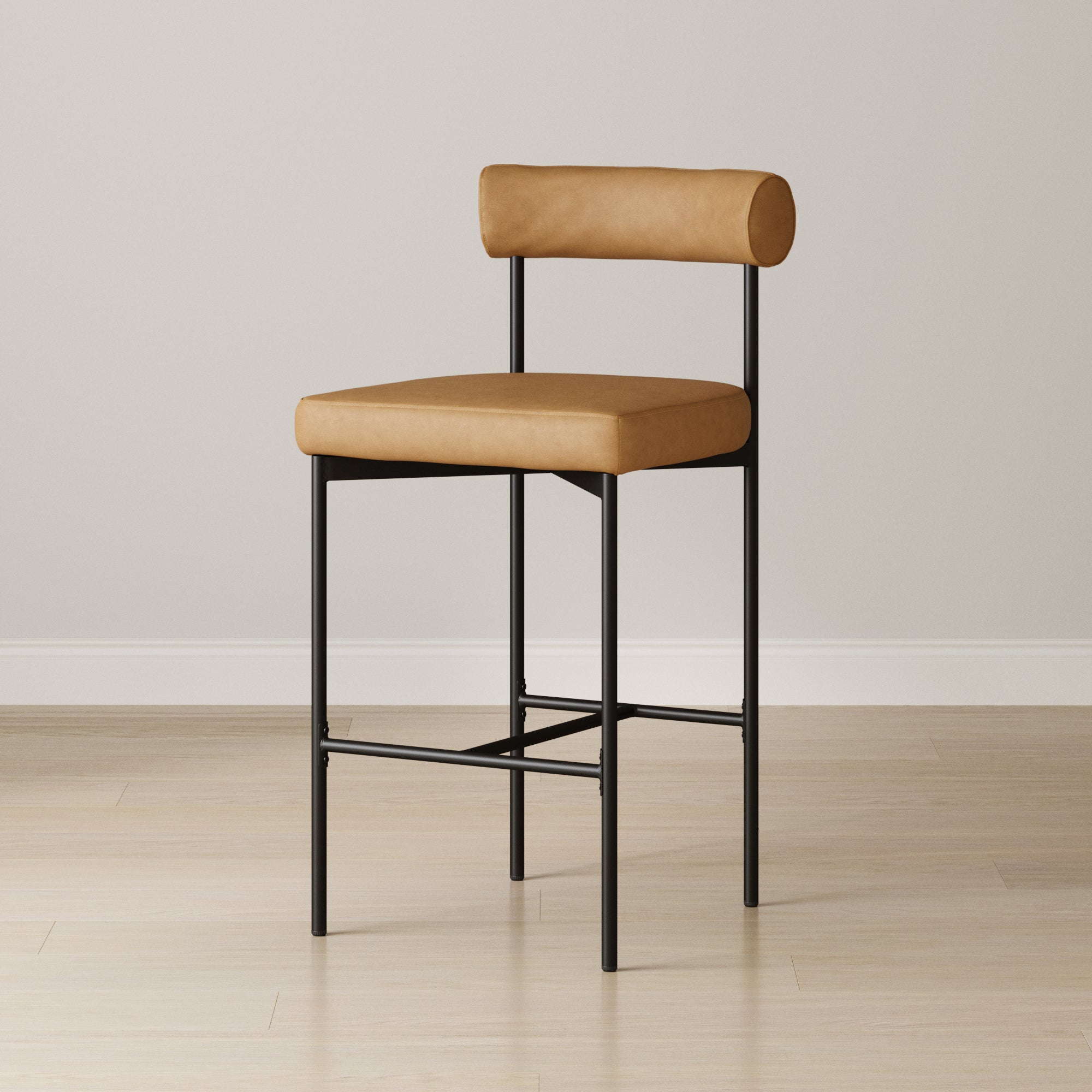 Faux Leather Counter Height Bar Stool Brown - Nathan James