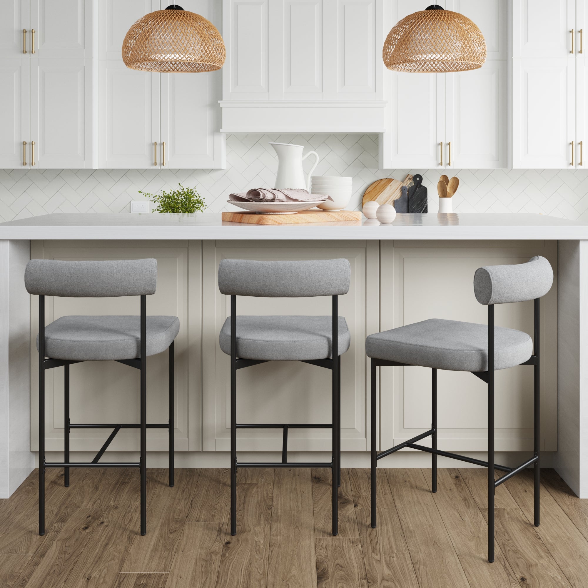 Metal Counter Height Bar Stools Gray (Set of 3) - Nathan James