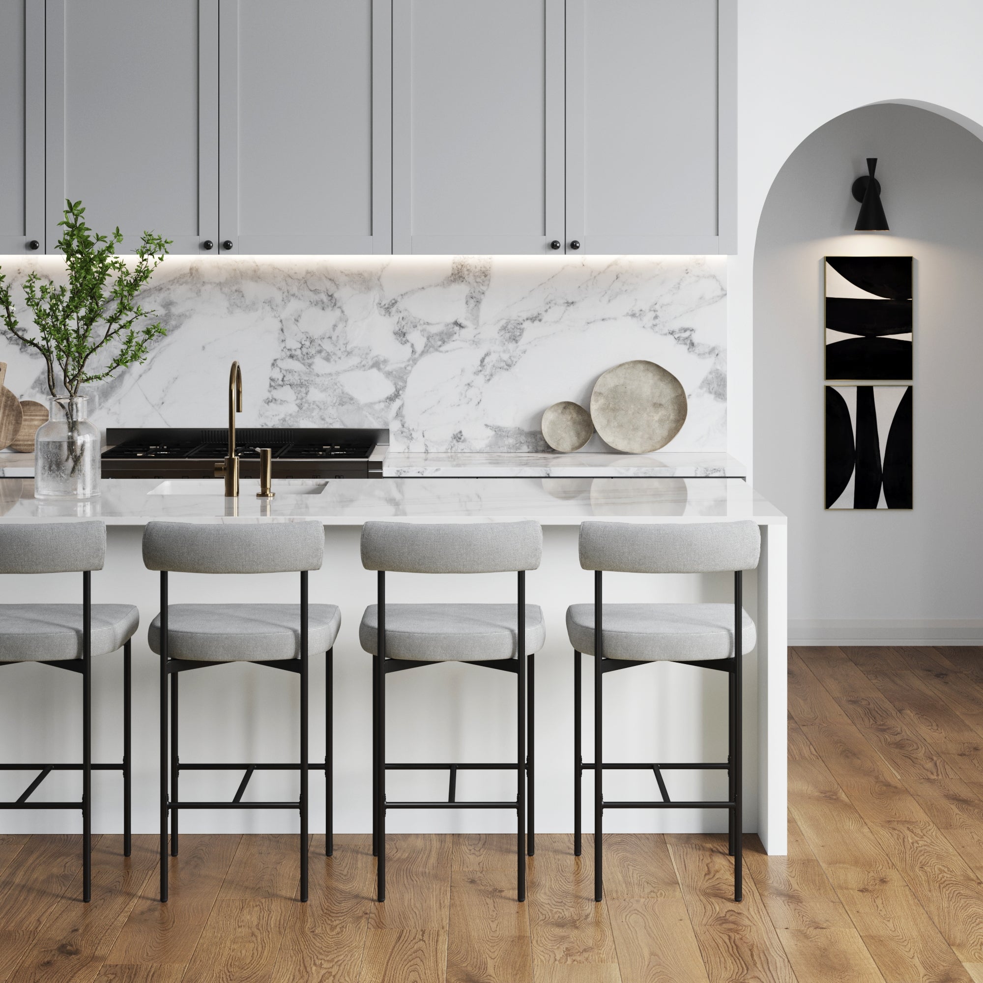 Metal Counter Height Bar Stools Gray (Set of 4) - Nathan James