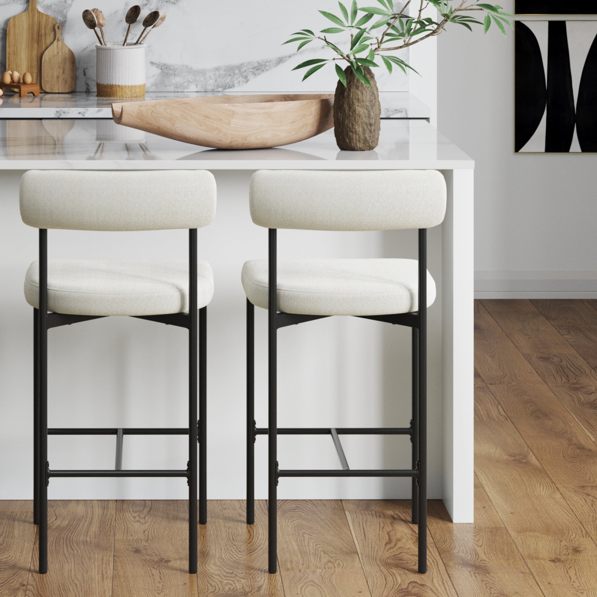 Boucle Counter Height Bar Stools (Set of 2) - Nathan James