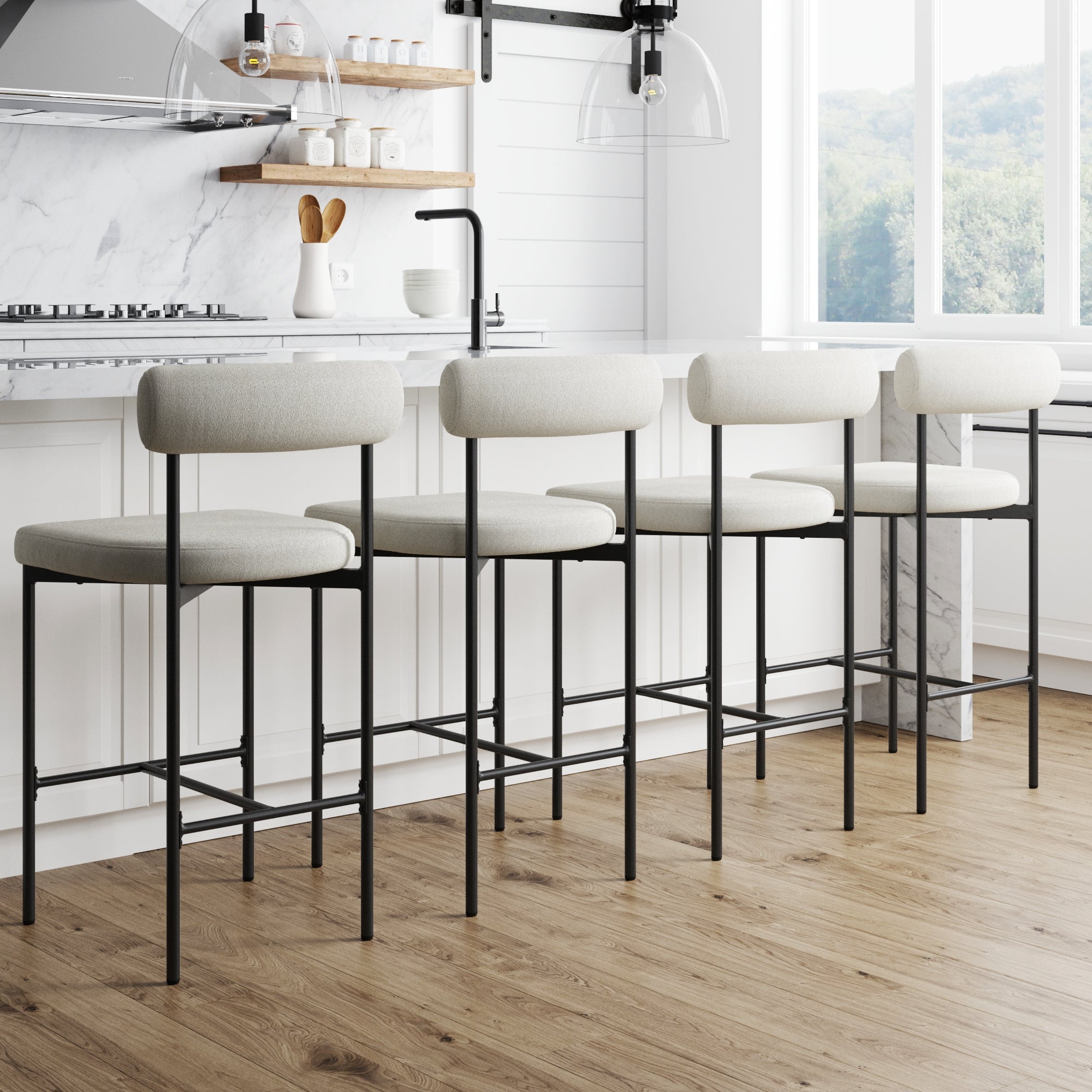 Boucle Counter Height Bar Stools (Set of 4) - Nathan James