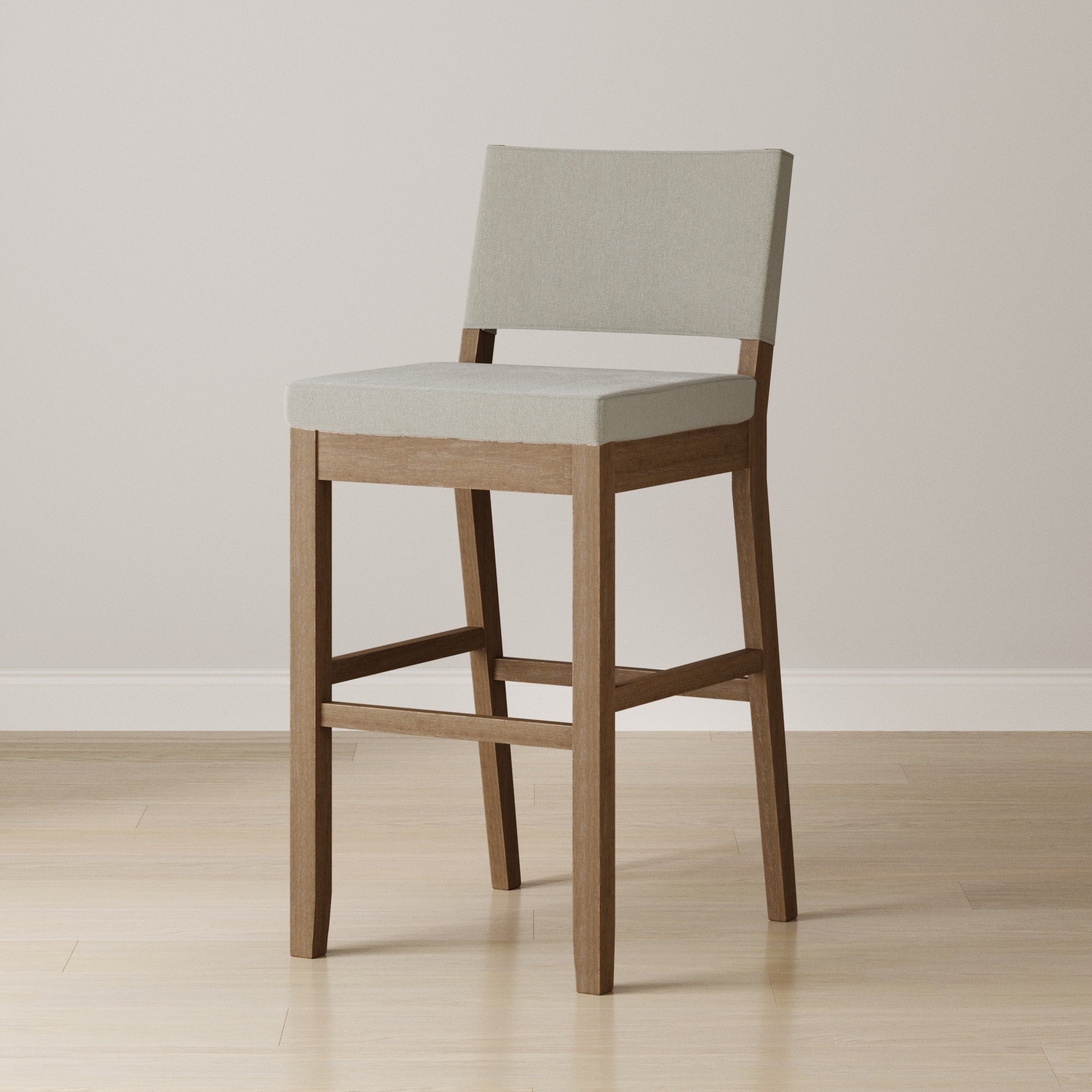Wood Upholstered Sling Back Bar Stool Light Brown - Nathan James