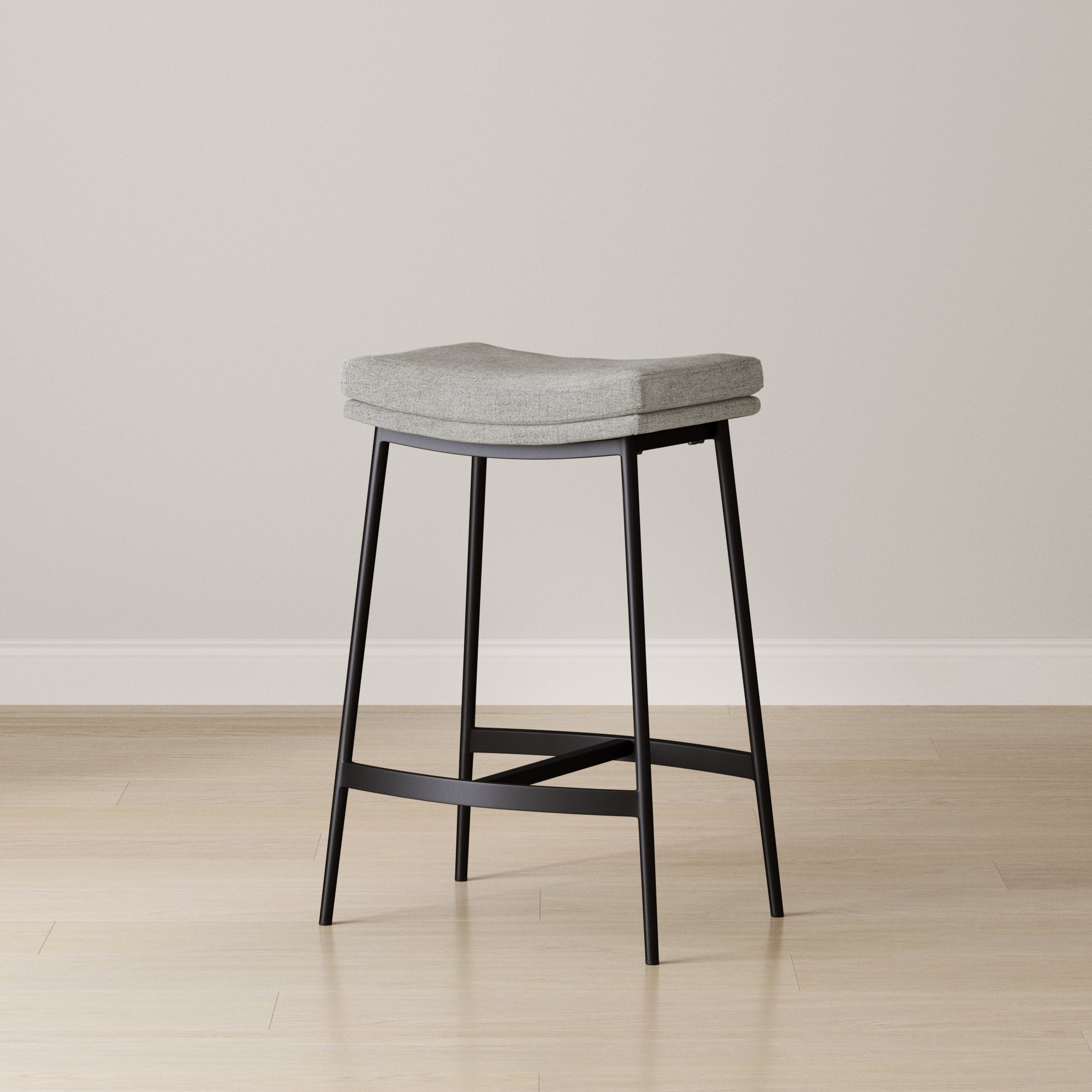 Upholstered Counter Height Saddle Bar Stool Gray - Nathan James