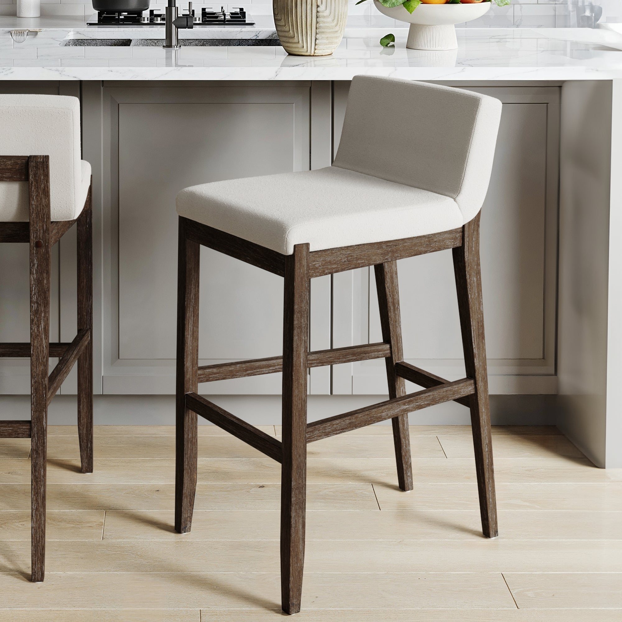 Exposed Wood Back Bar Stool Dark Brown - Nathan James