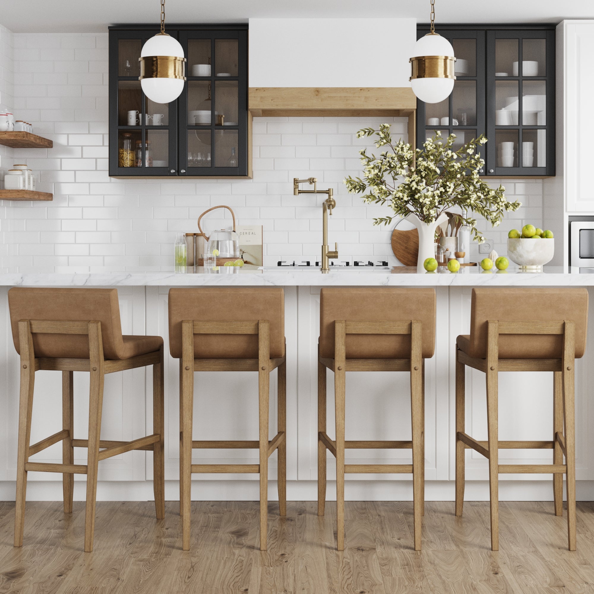 Exposed Wood Back Bar Stools Light Brown (Set of 4) - Nathan James