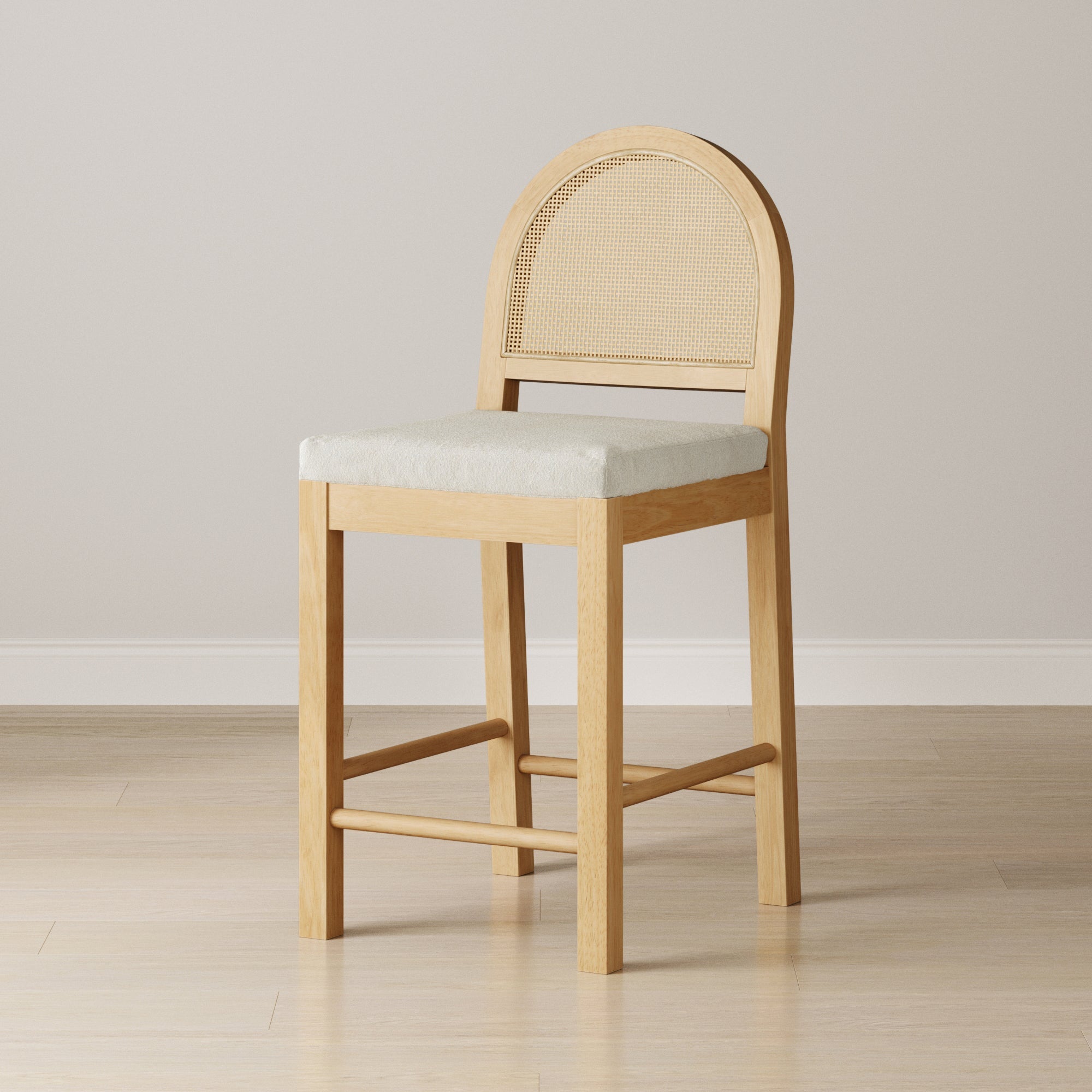 Boucle & Rattan Counter Height Bar Stool Warm Pine - Nathan James
