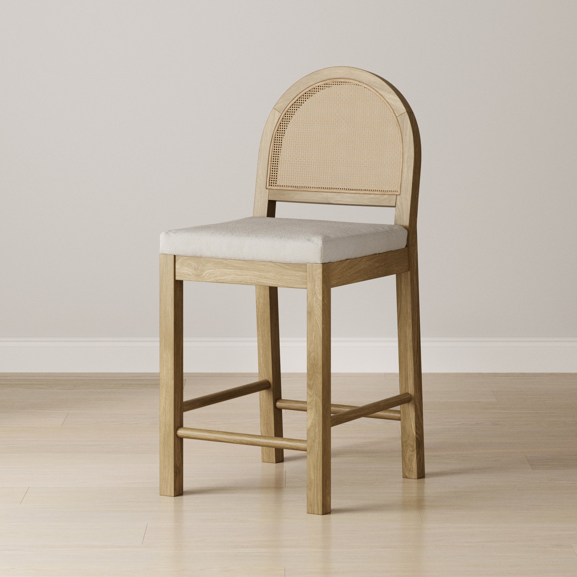 Boucle & Rattan Counter Height Bar Stool Light Brown - Nathan James