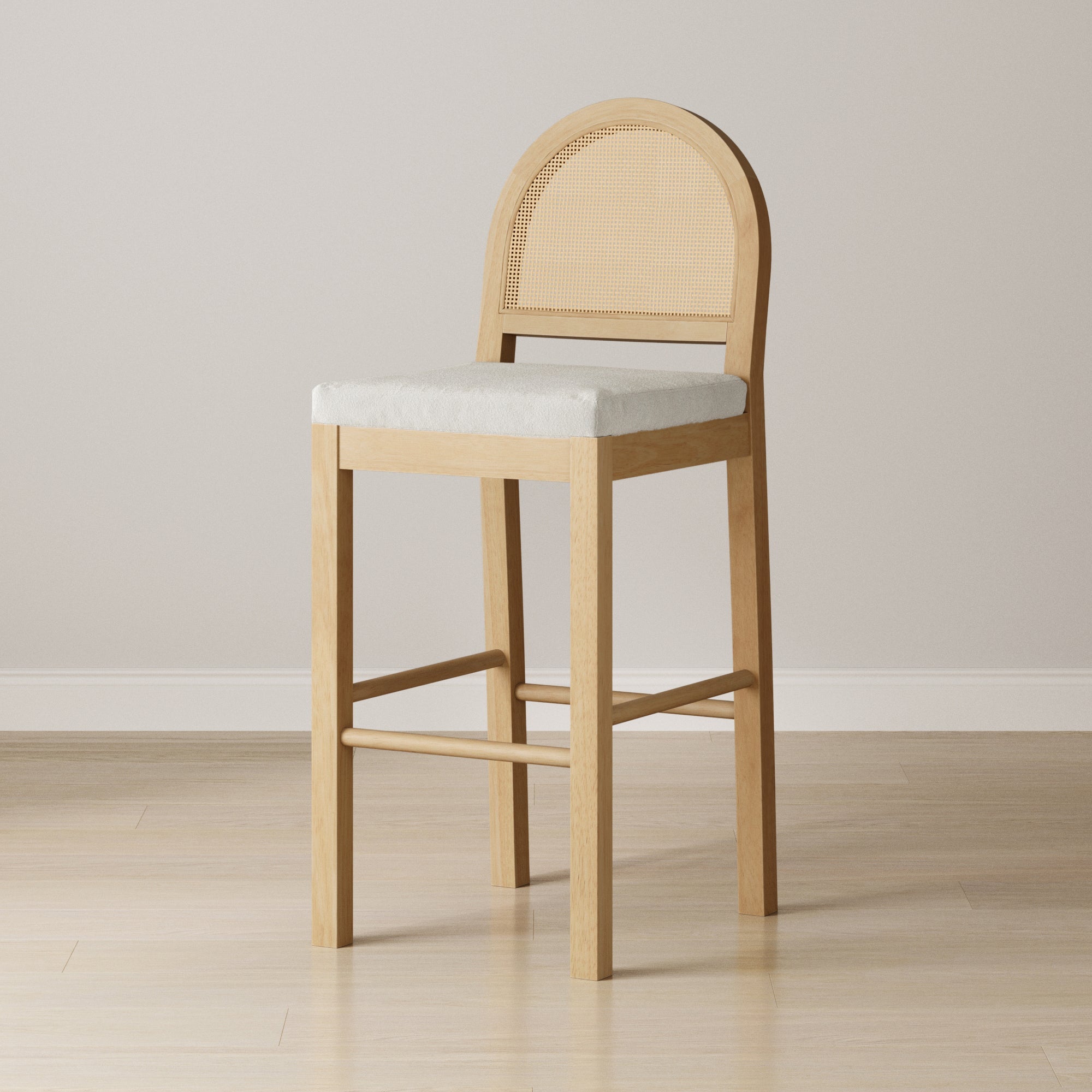 Boucle & Rattan Bar Stool Warm Pine - Nathan James