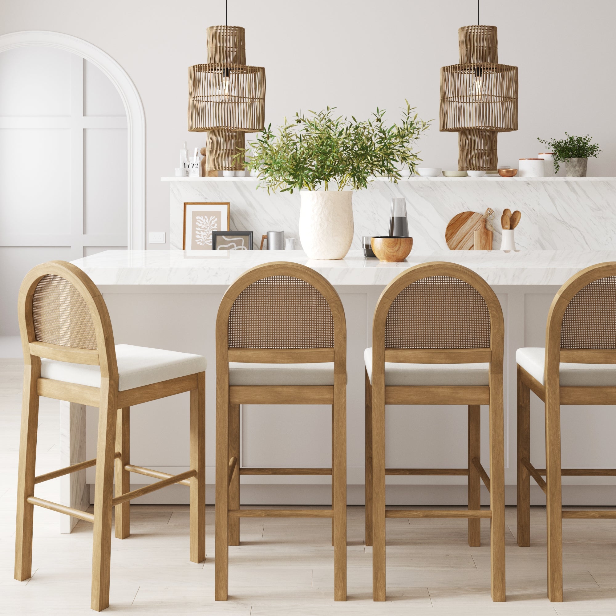 Boucle Bar Stools Light Brown (Set of 4) - Nathan James