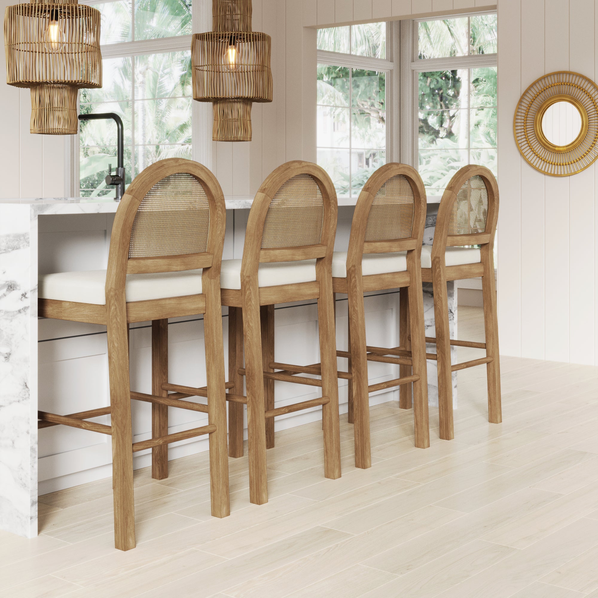 Boucle Bar Stools Light Brown (Set of 4) - Nathan James