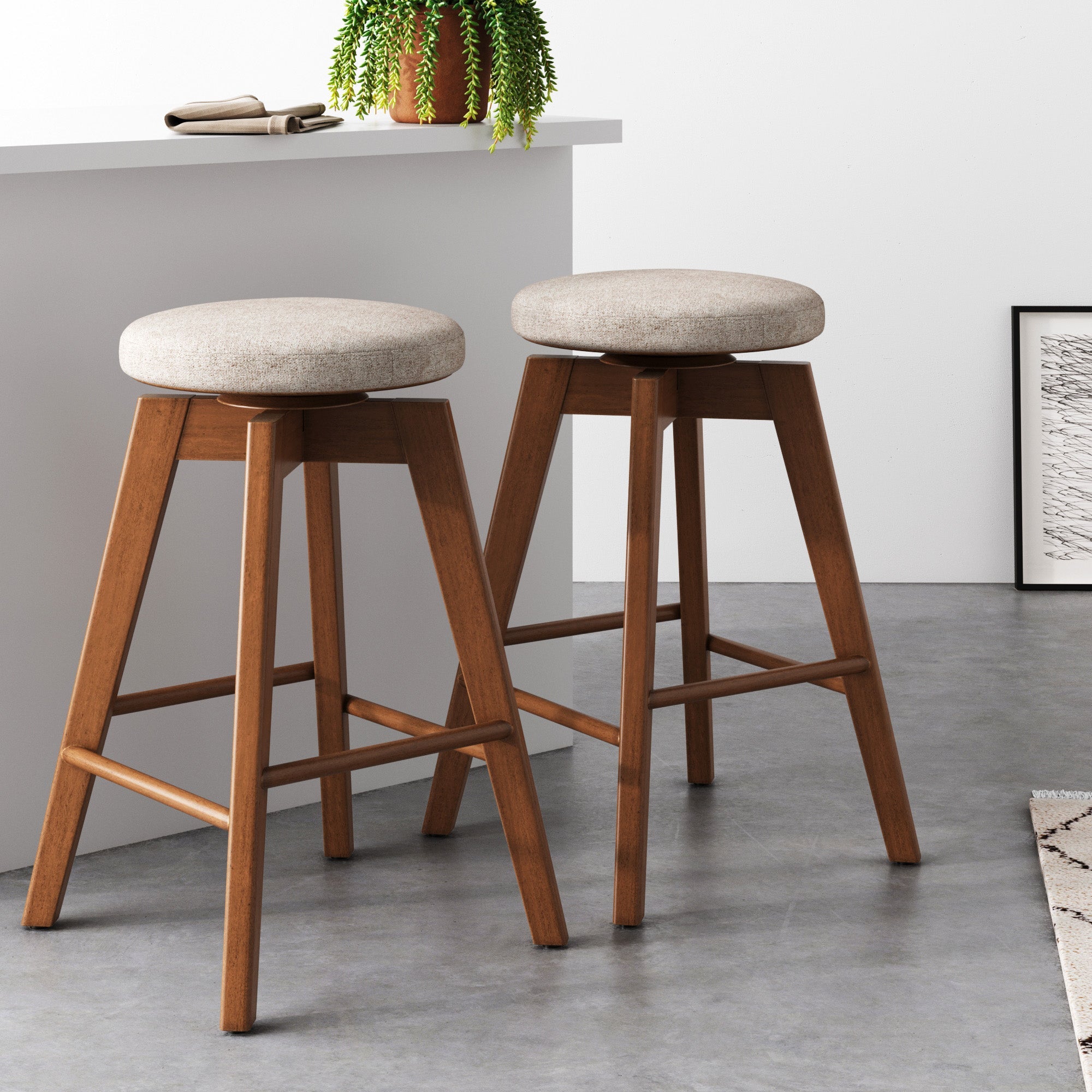 Wood Swivel Counter Height Bar Stools Brown (Set of 2) - Nathan James