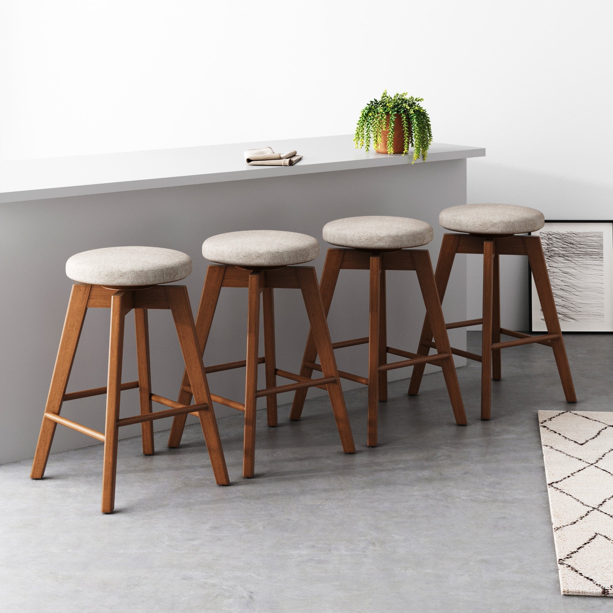 Wood Swivel Counter Height Bar Stools Brown (Set of 4) - Nathan James