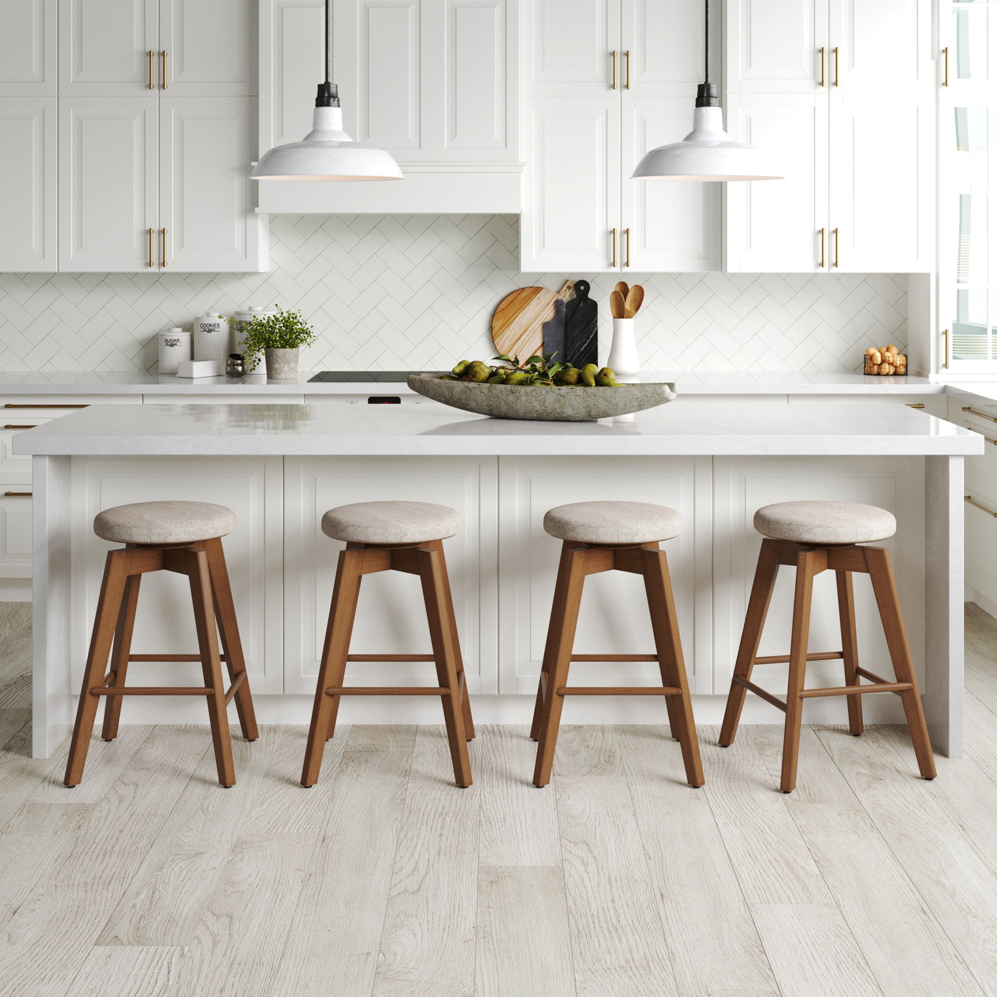 Wood Swivel Counter Height Bar Stools Brown (Set of 4) - Nathan James