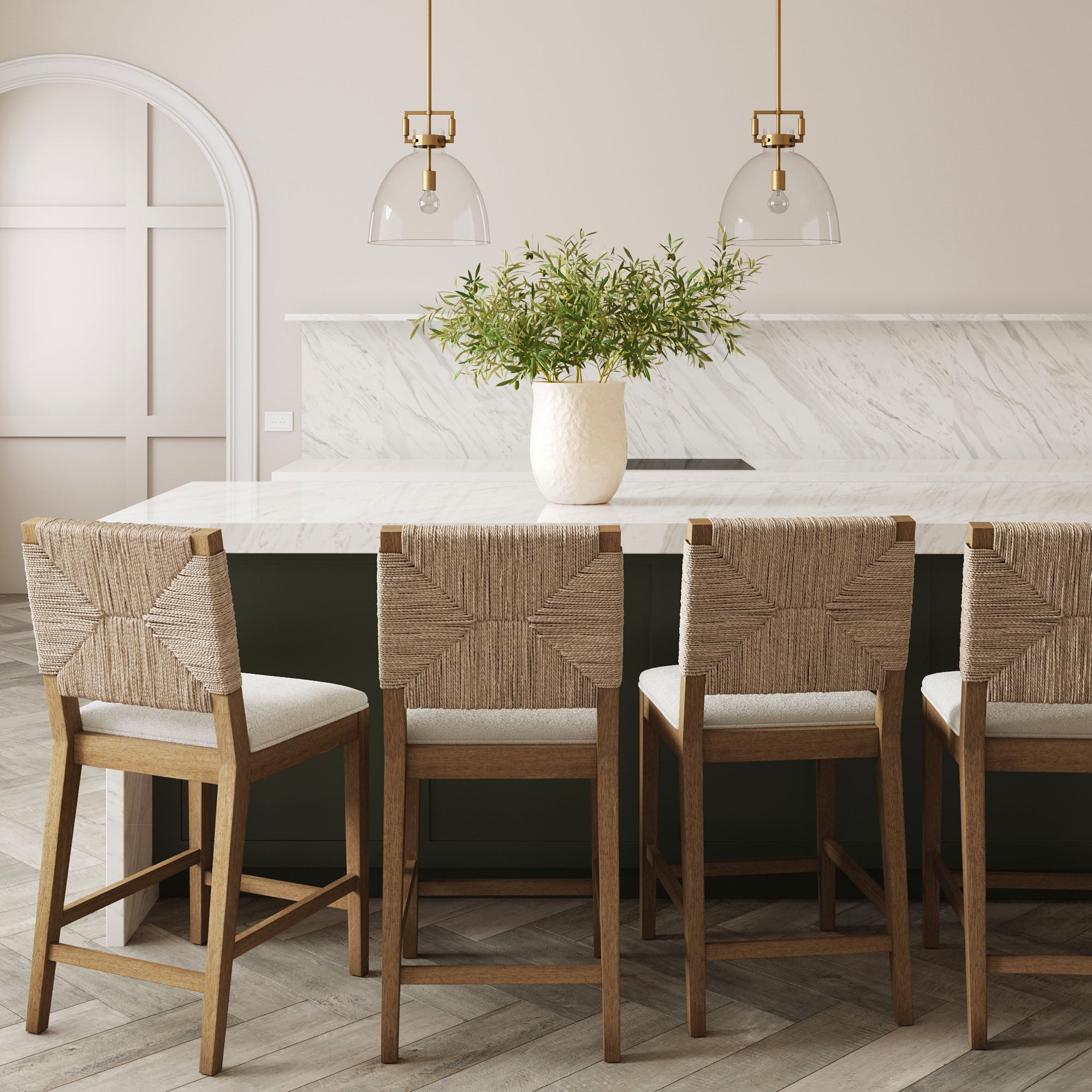 Seagrass Counter Height Bar Stools Light Brown (Set of 4) - Nathan James
