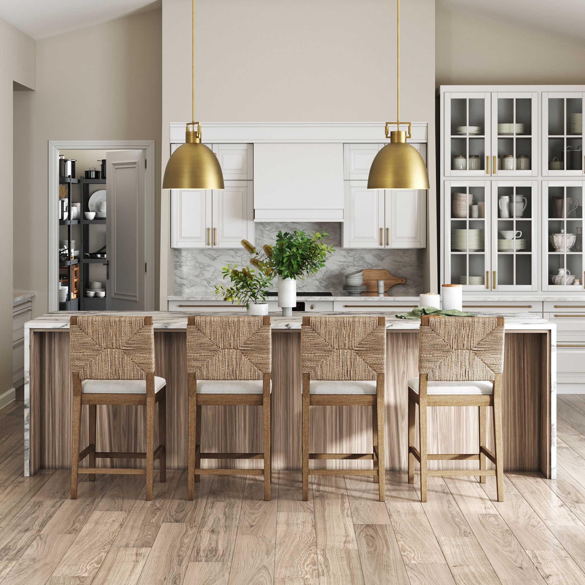 Seagrass Counter Height Bar Stools Light Brown (Set of 4) - Nathan James
