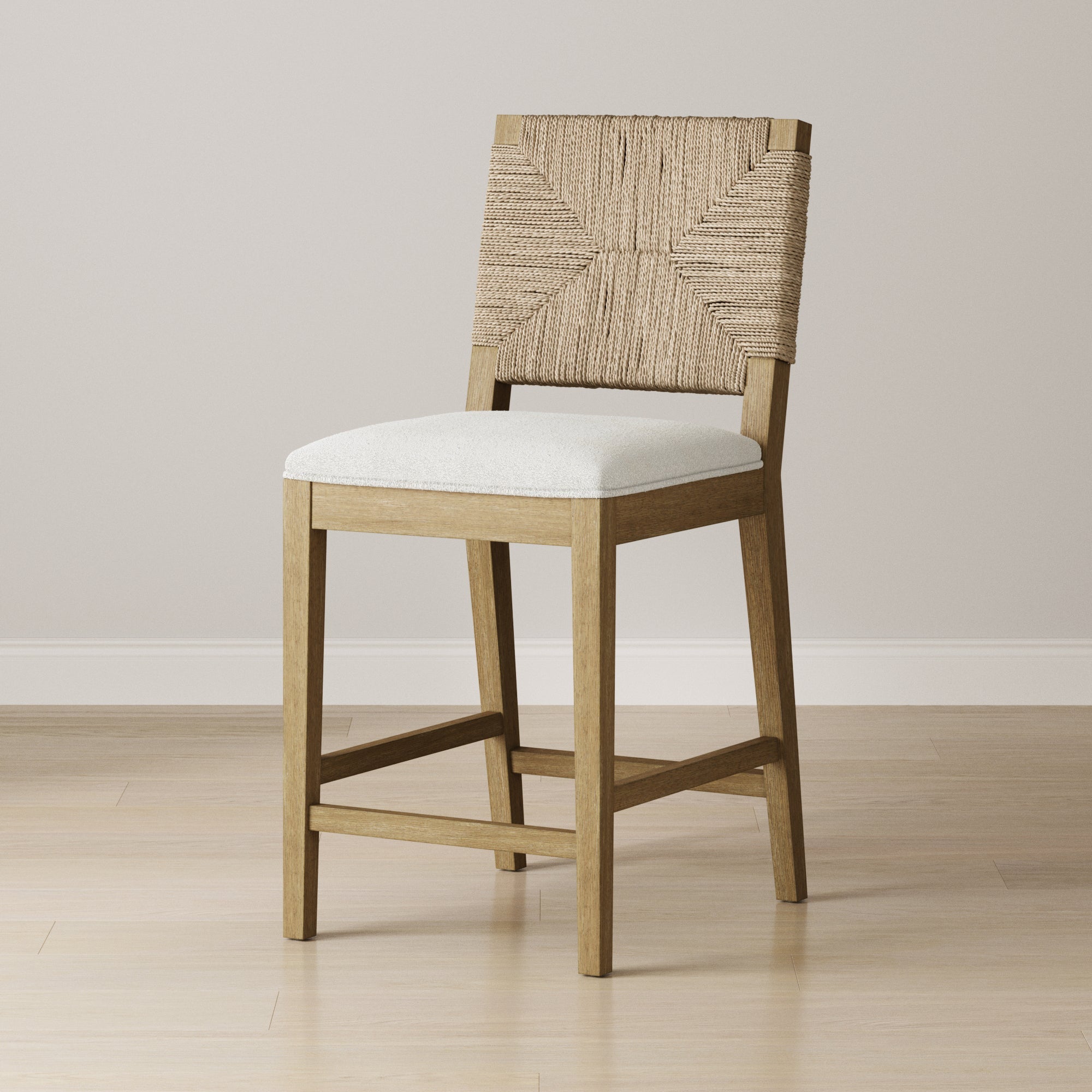 Boucle & Seagrass Counter Height Bar Stool Light Brown - Nathan James