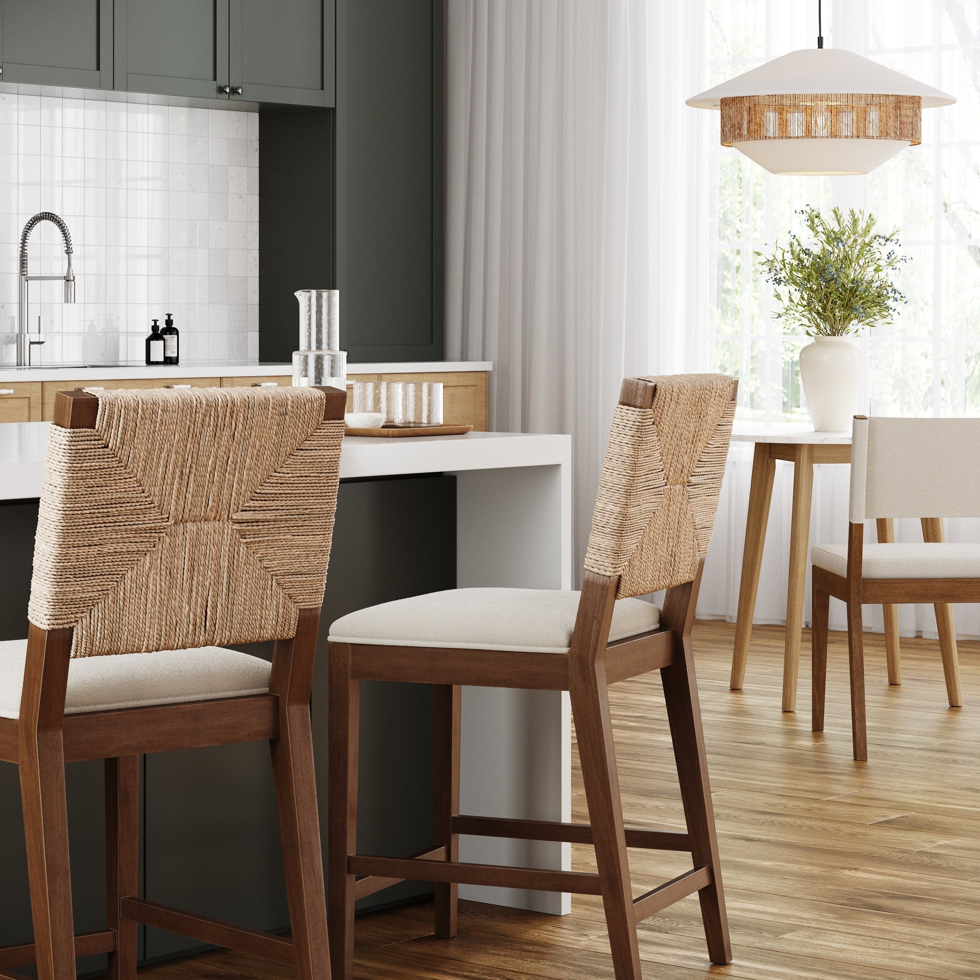 Seagrass Counter Height Bar Stools Dark Brown (Set of 2) - Nathan James