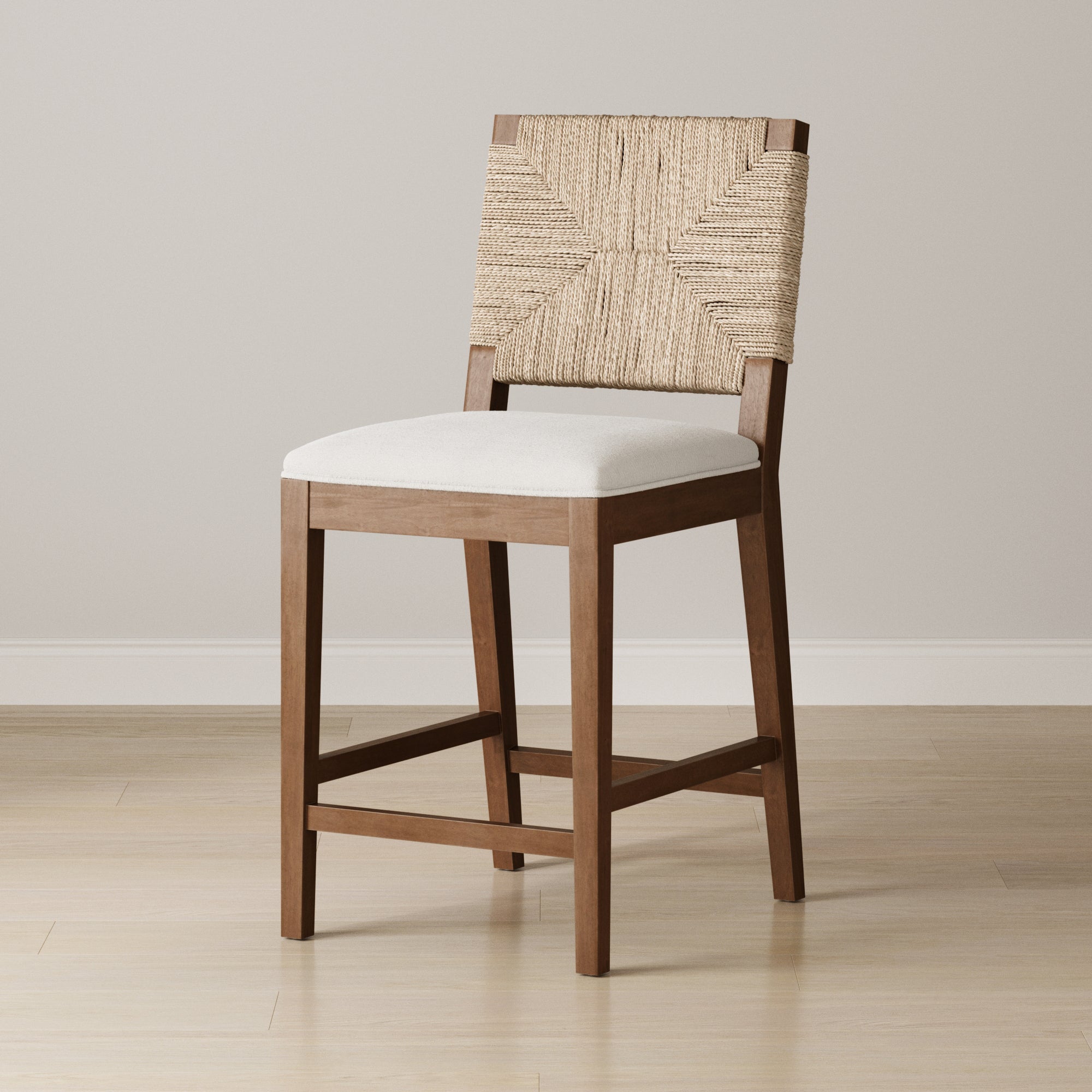 Boucle & Seagrass Counter Height Bar Stool Dark Brown - Nathan James