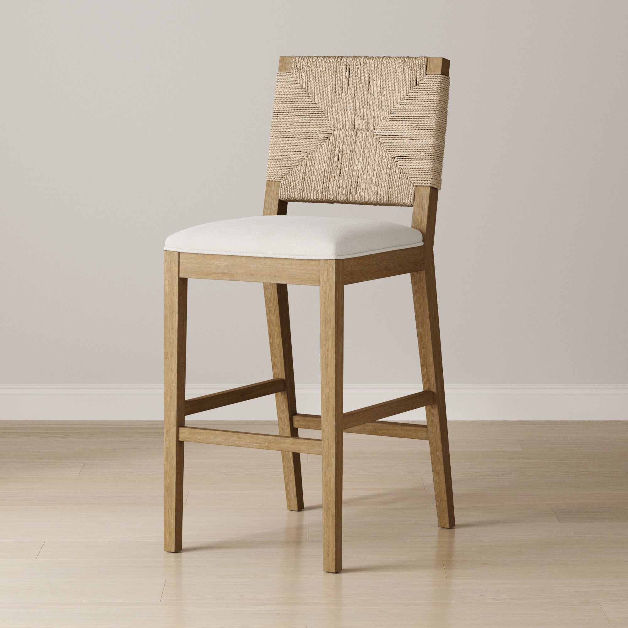 Boucle & Seagrass Bar Stool Light Brown - Nathan James