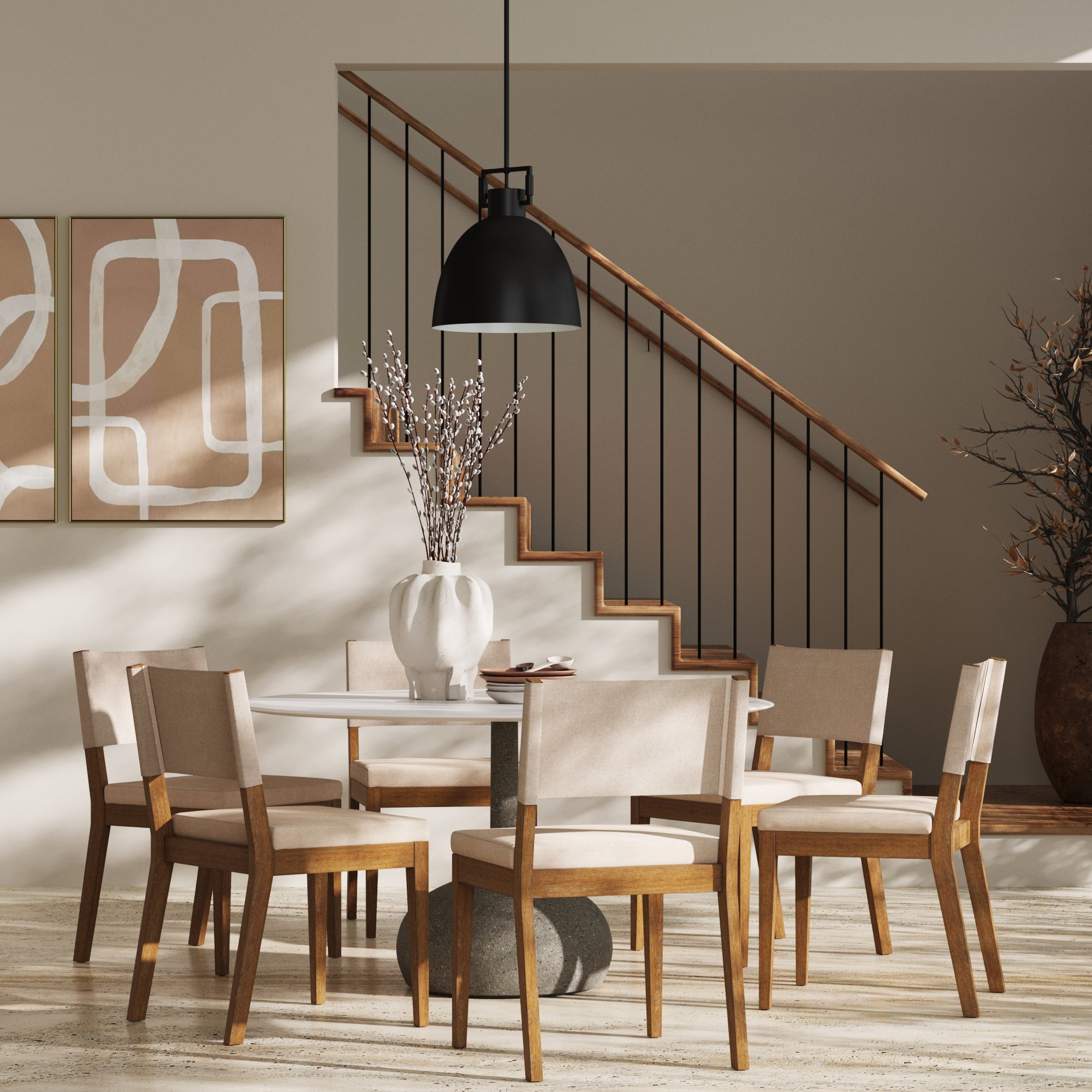 Upholstered Dining Chair Light Brown (Set of 6) - Nathan James